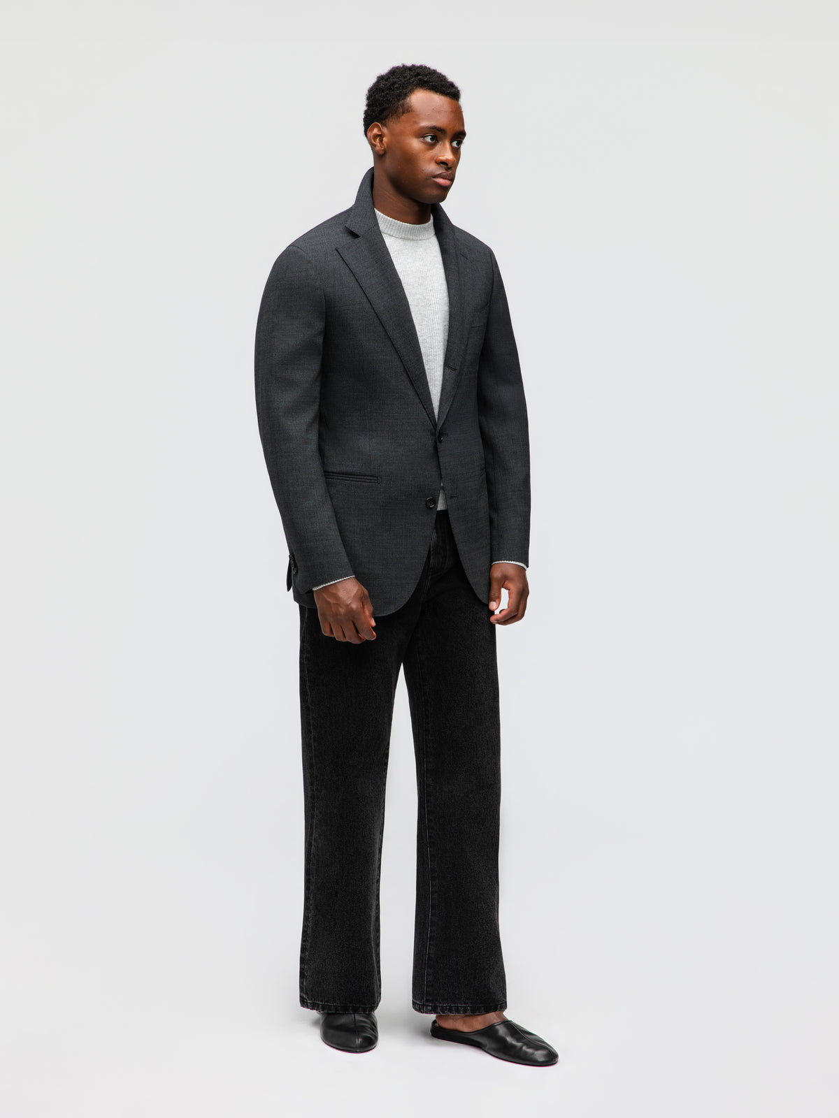 Charcoal High Twist Wool Jacket (SB)