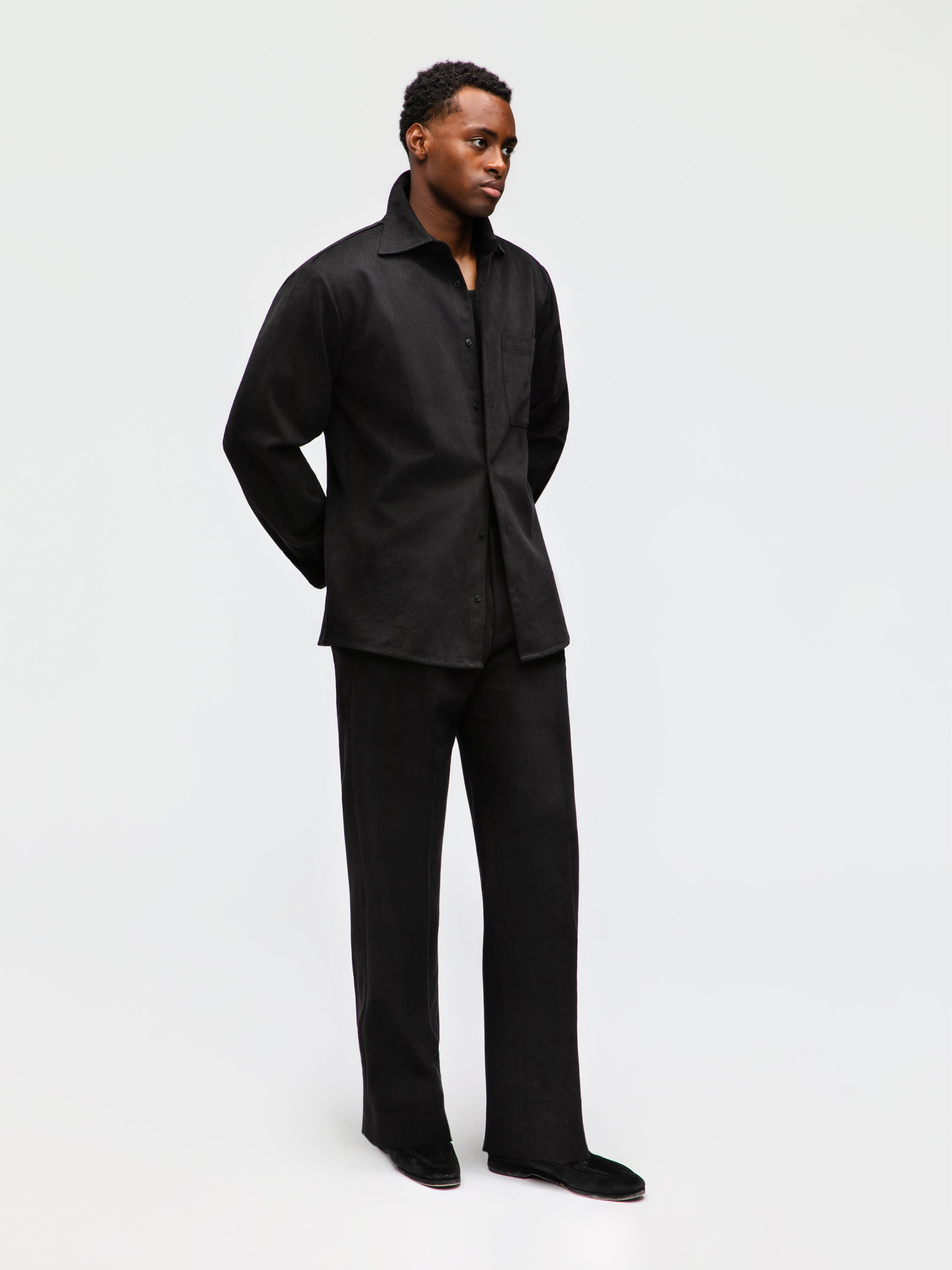 Black Brushed Cotton Shirt