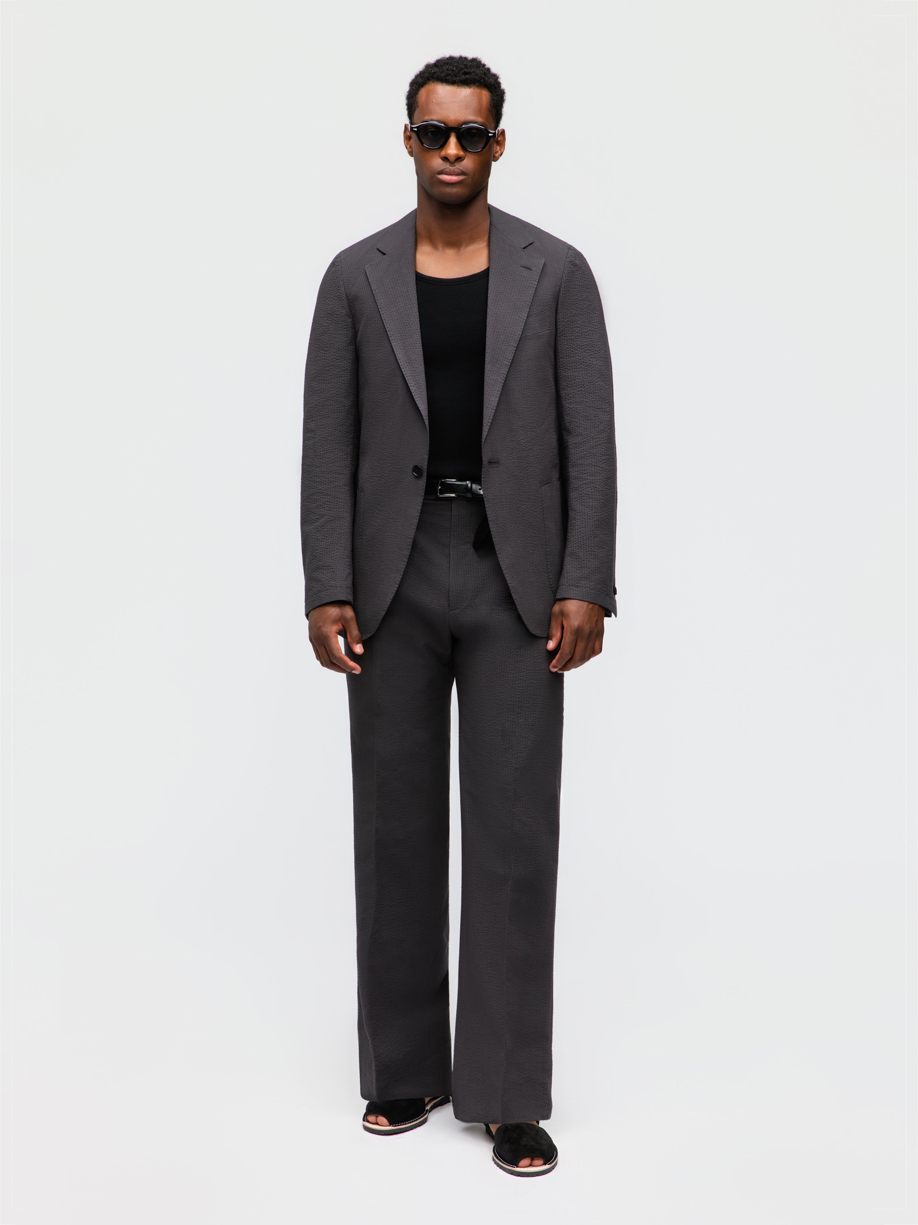 Dark Grey Seersucker Suit (Casual Fit)