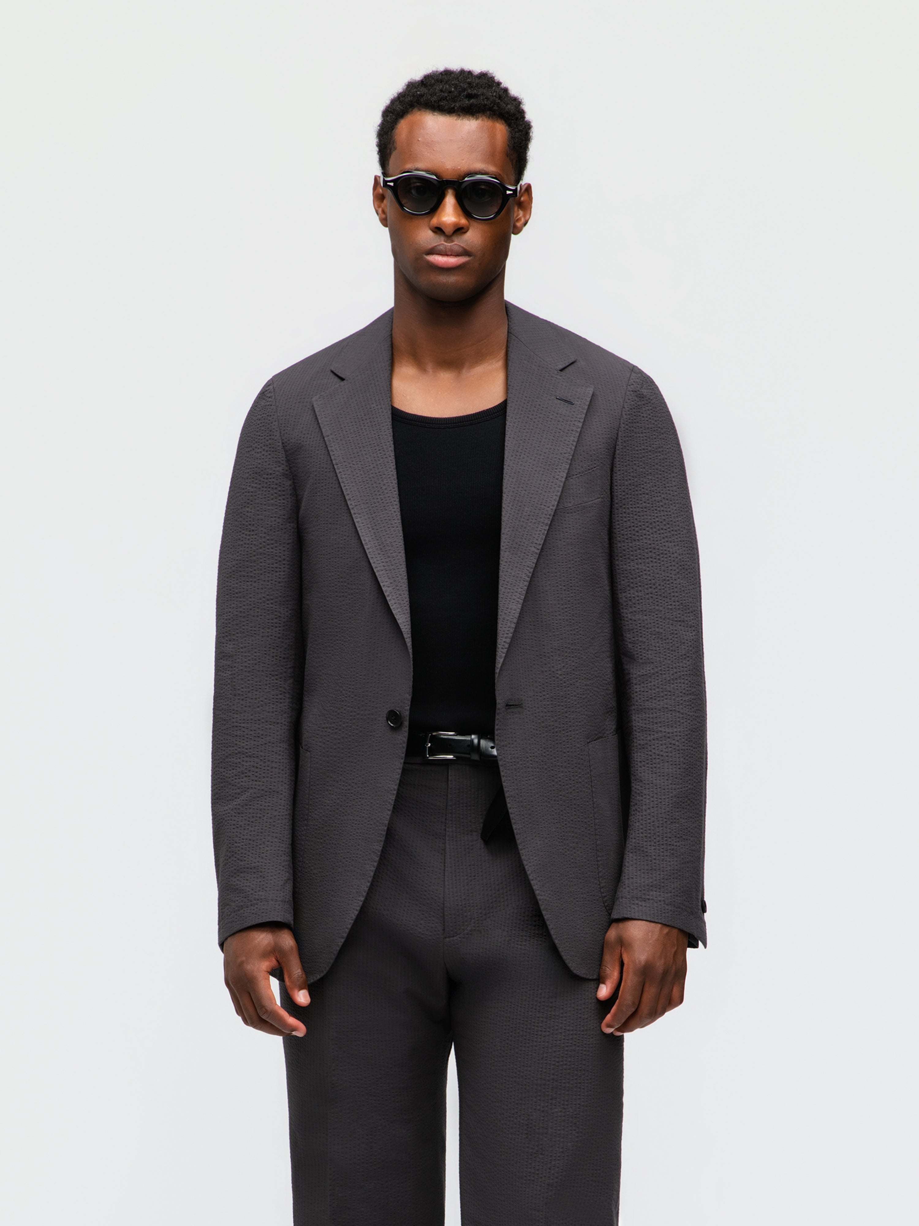 Dark Grey Seersucker Suit (Casual Fit)