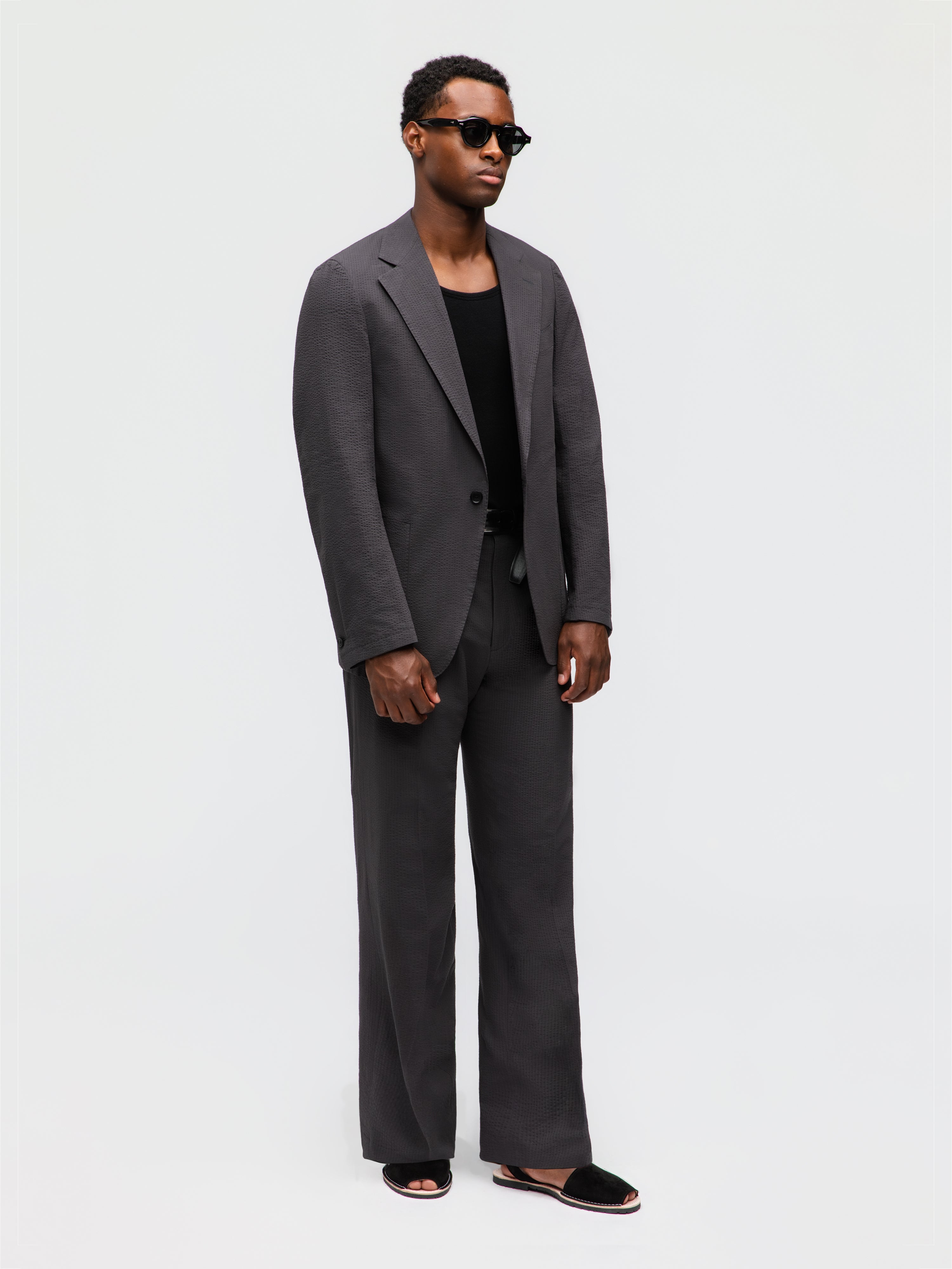 Dark Grey Seersucker Suit (Casual Fit)