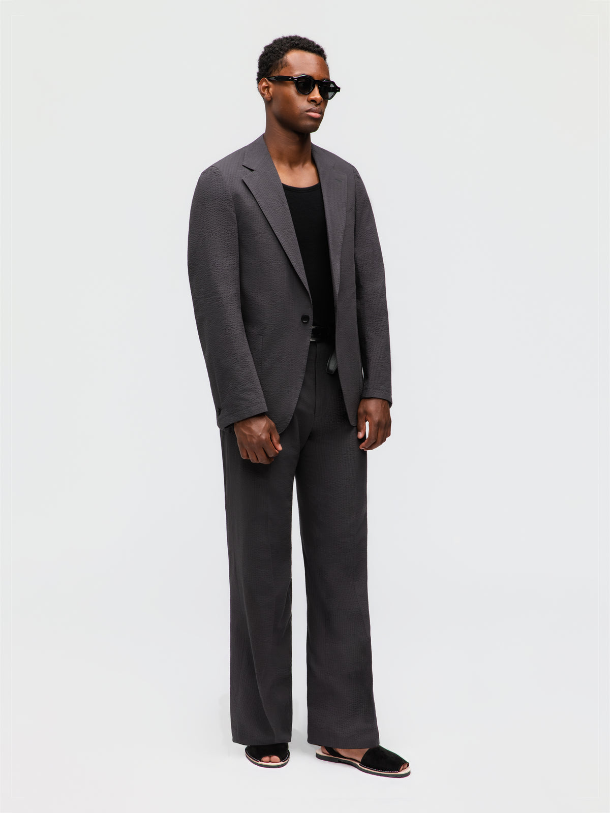 Dark Grey Seersucker Jacket (Casual Fit)