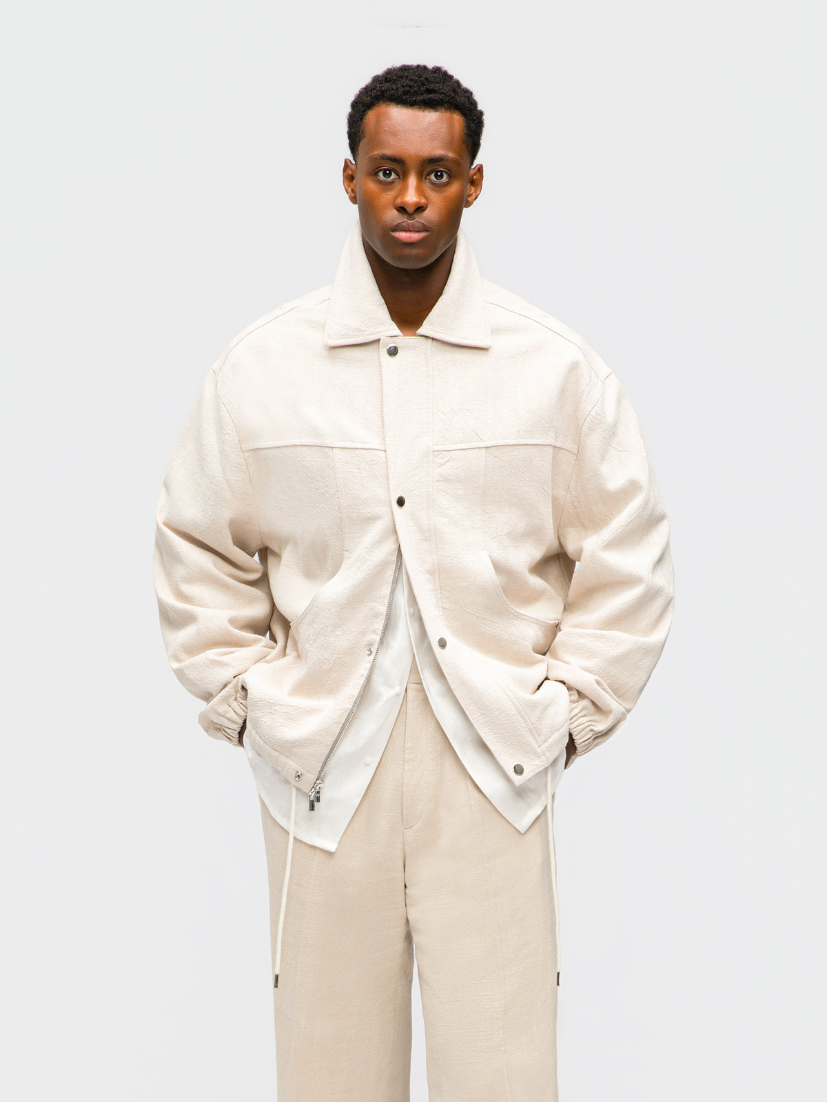 Cream Stonewashed Linen Traveler Jacket
