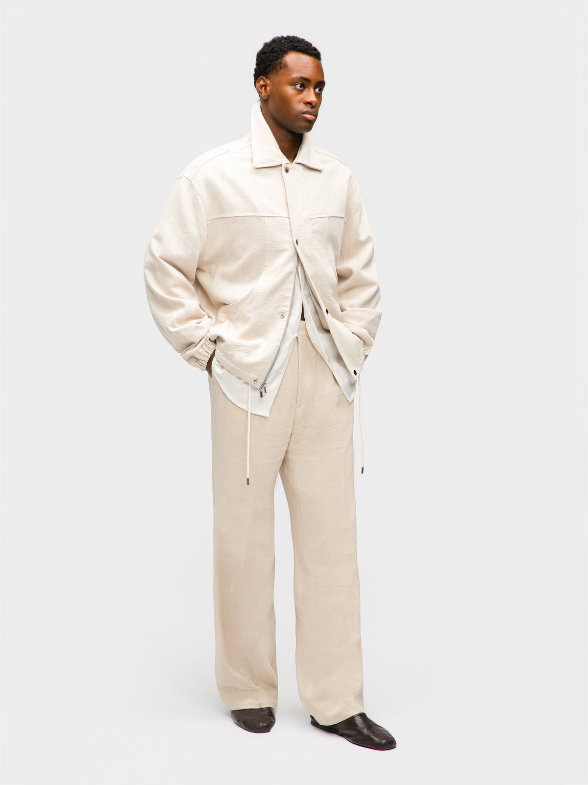 Cream Stonewashed Linen Traveler Jacket