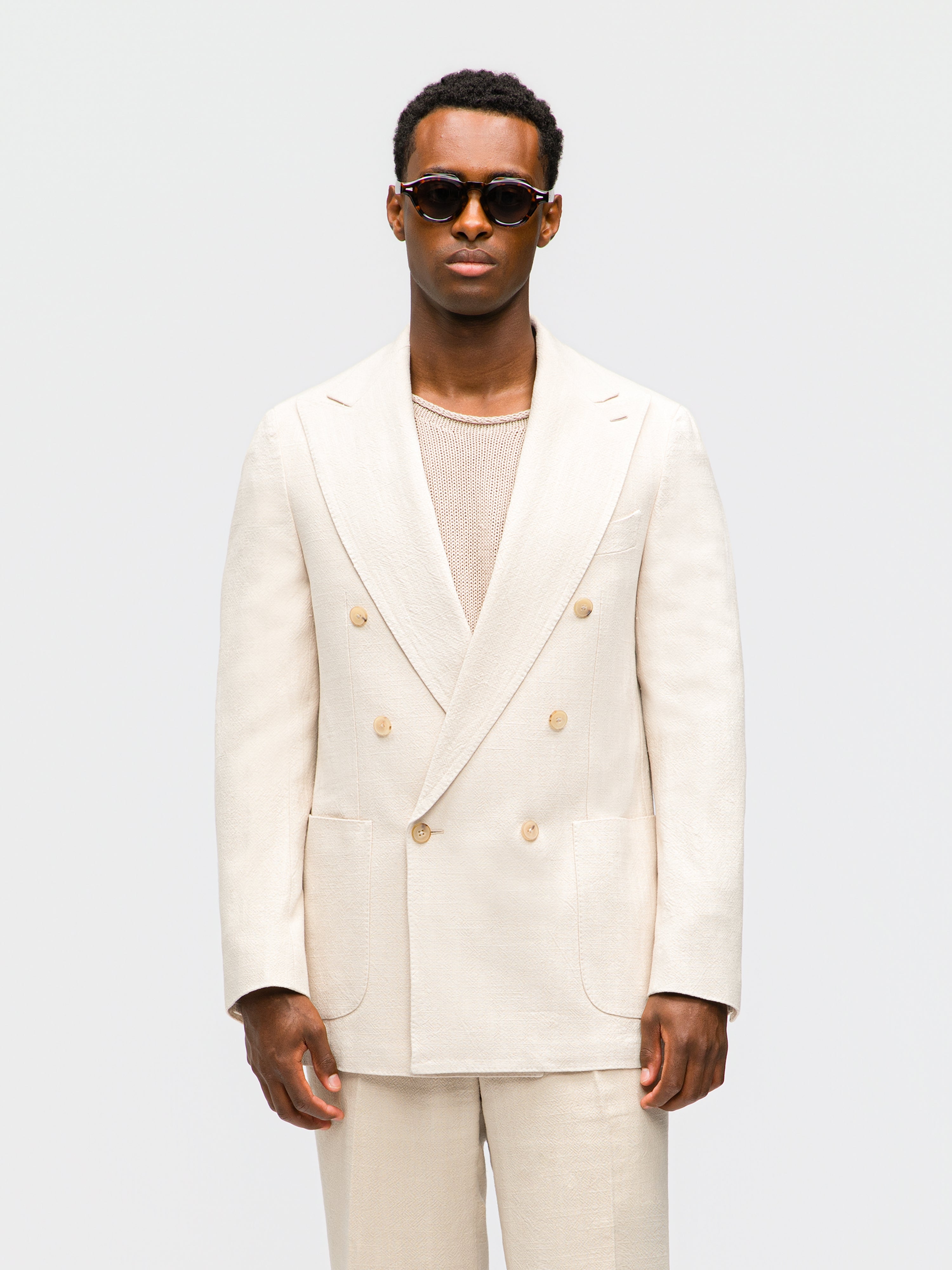 Cream Stonewashed Linen Suit