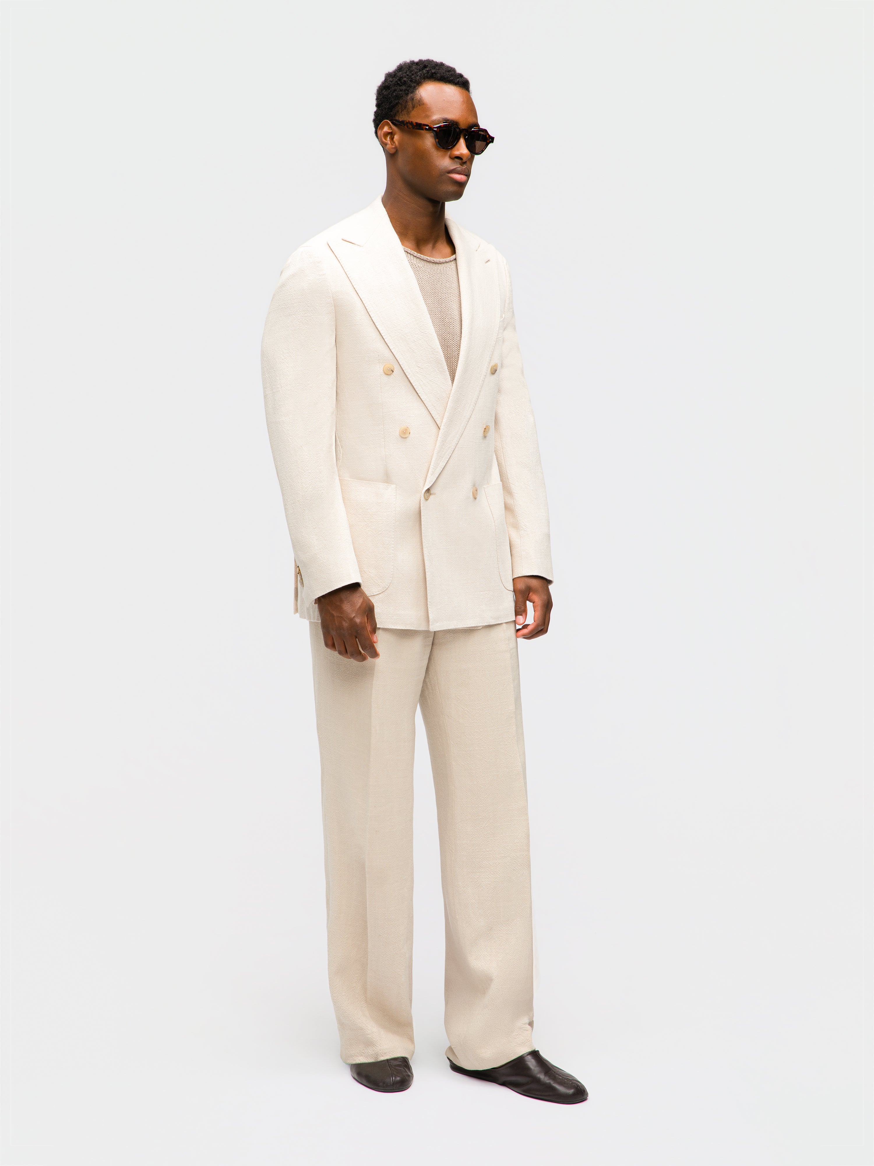 Cream Stonewashed Linen Suit
