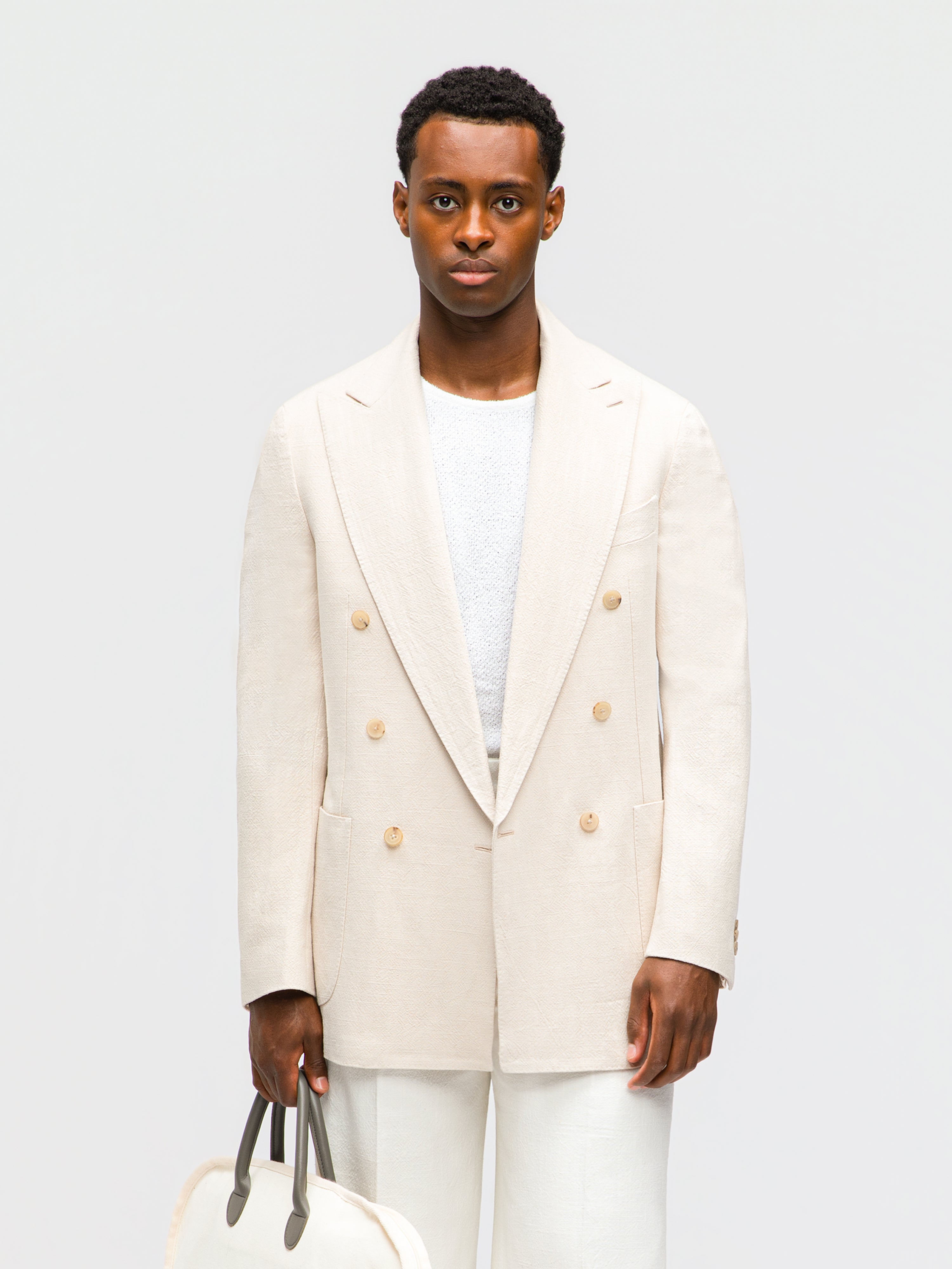 Cream Stonewashed Linen Jacket