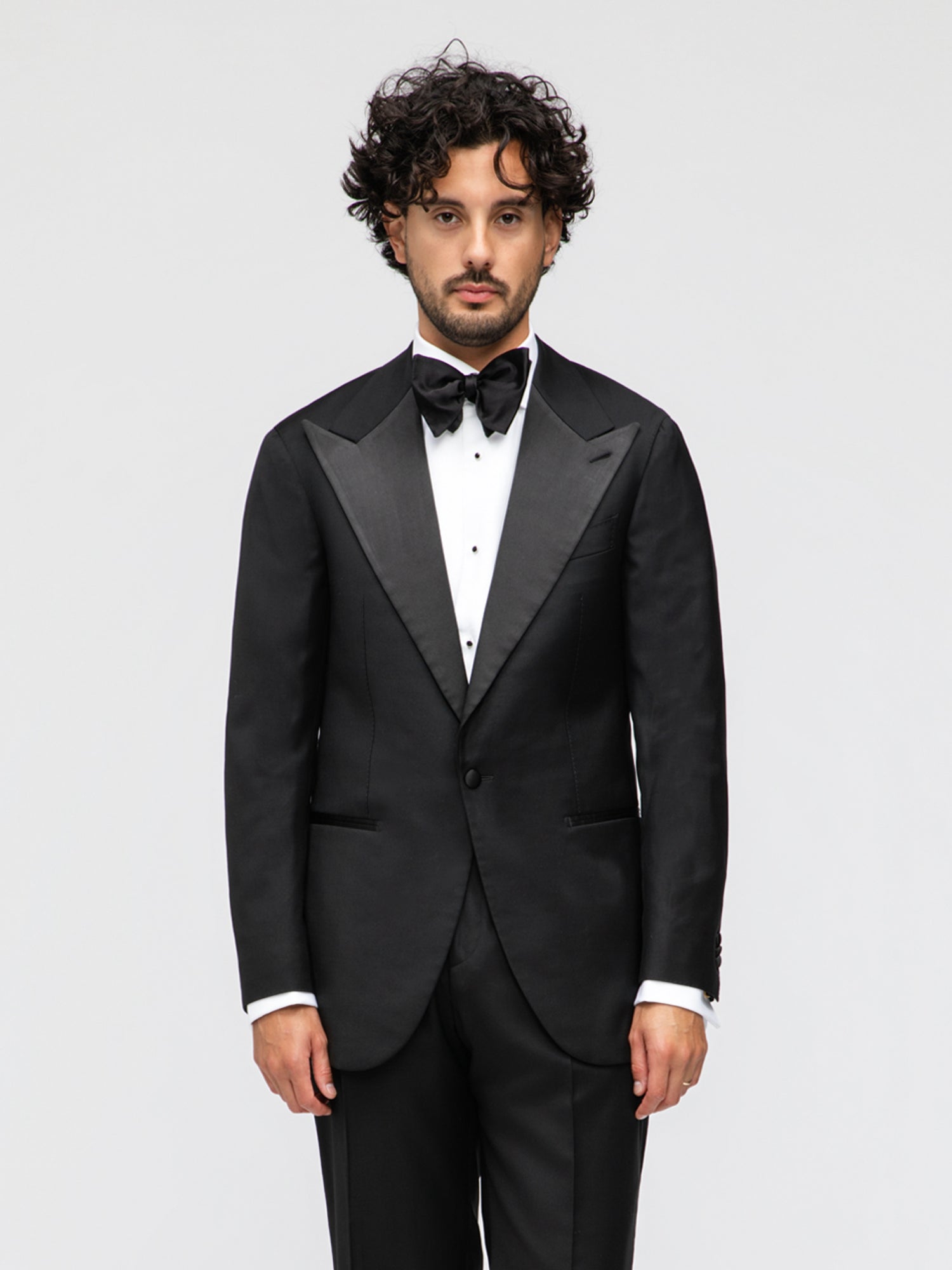 Black Wool Tuxedo Jacket (SB) - Grand Le Mar