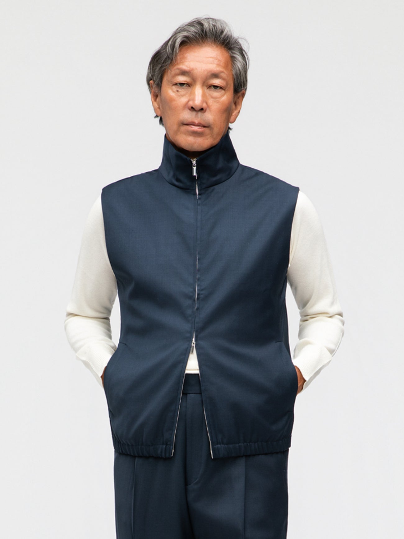 Navy Wool Vest - Grand Le Mar