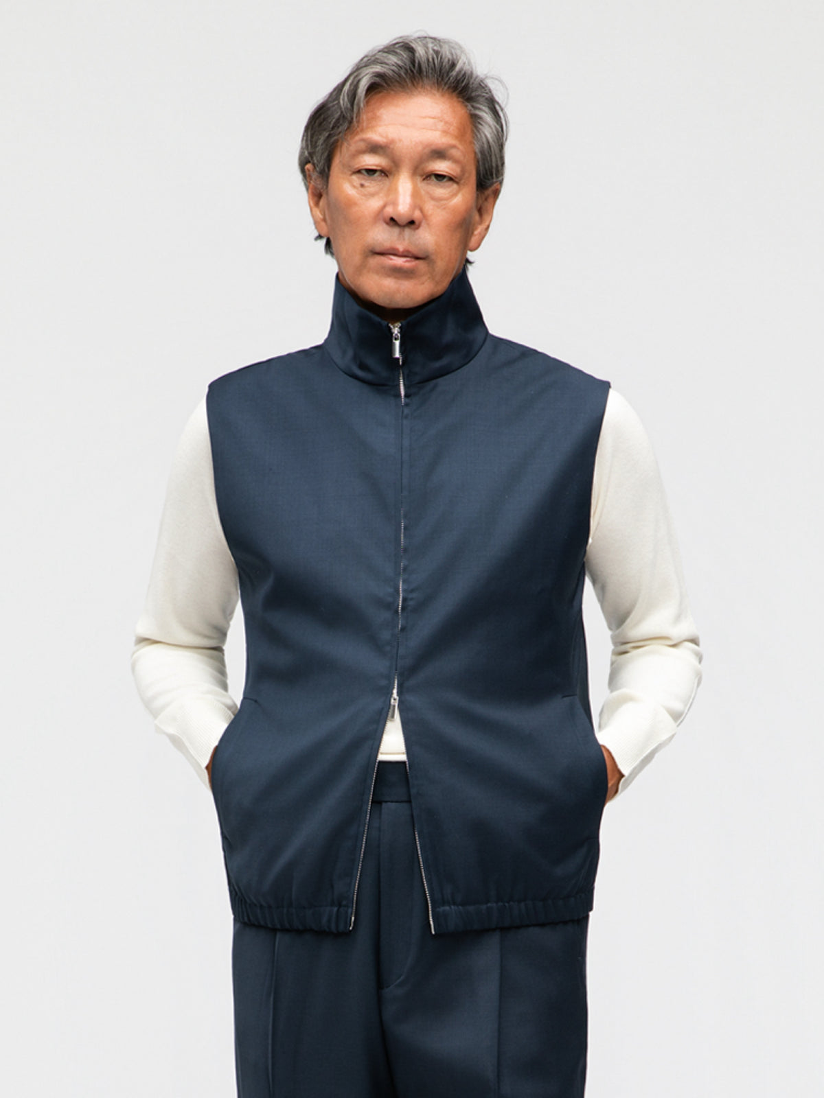 Navy Wool Vest - Grand Le Mar