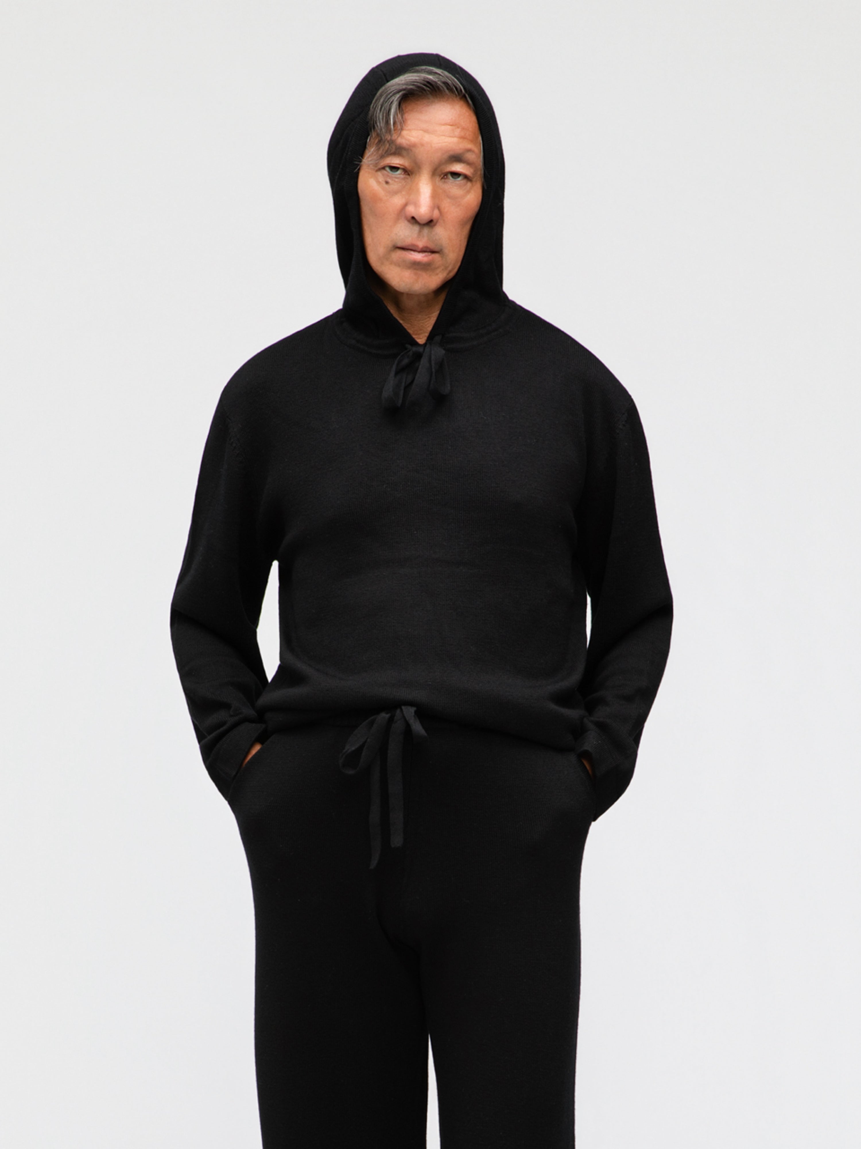 Black Merino Wool Hoodie - Grand Le Mar