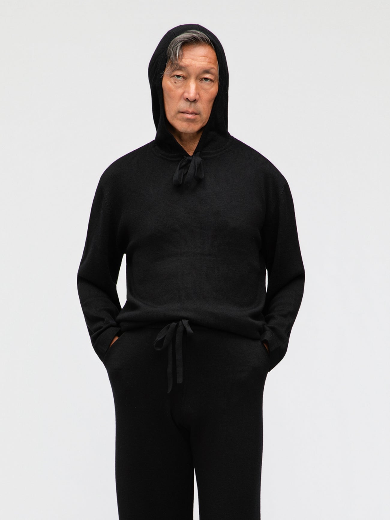 Black Merino Wool Hoodie - Grand Le Mar