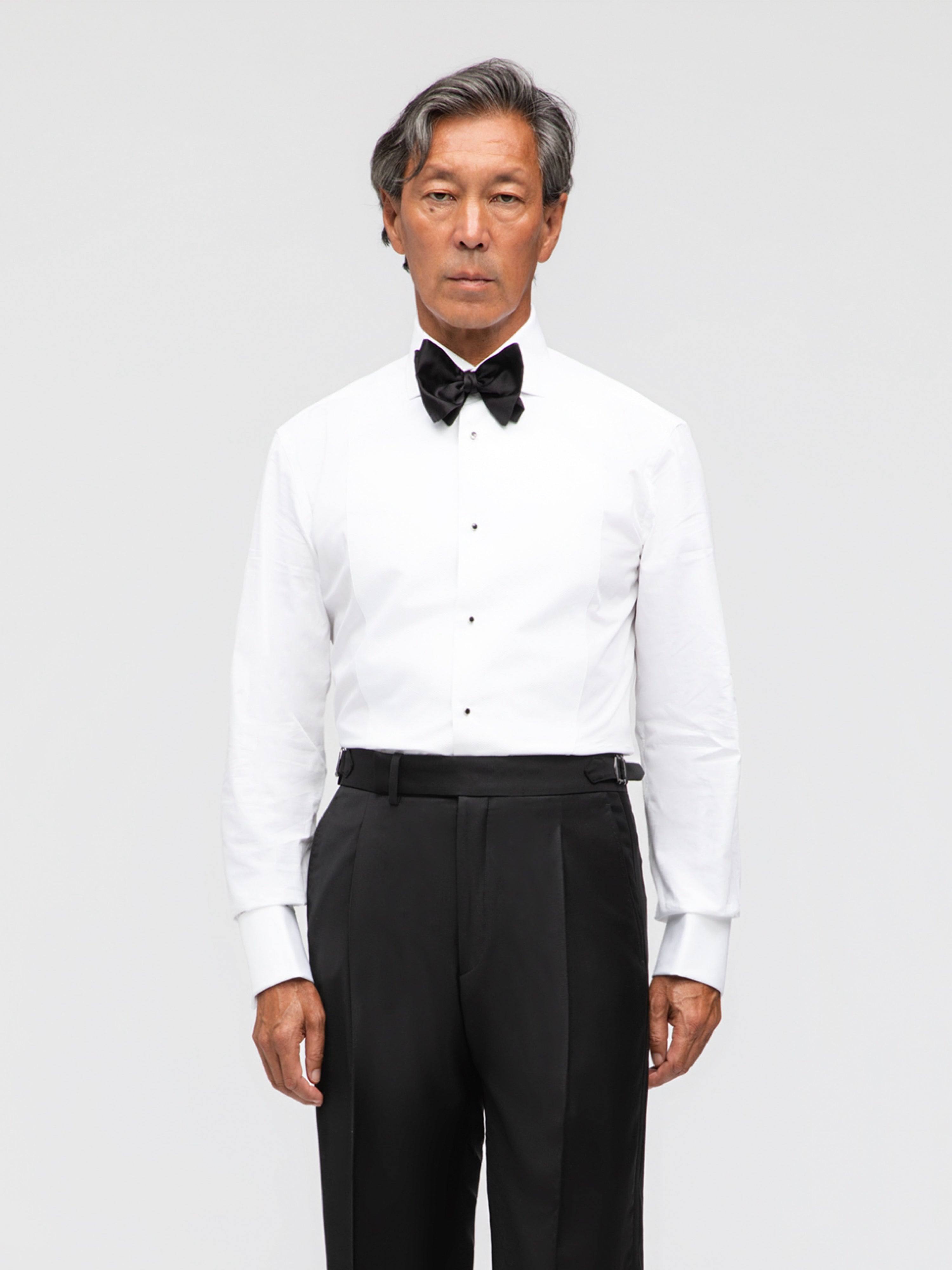 White Piqué Tuxedo Shirt - Grand Le Mar