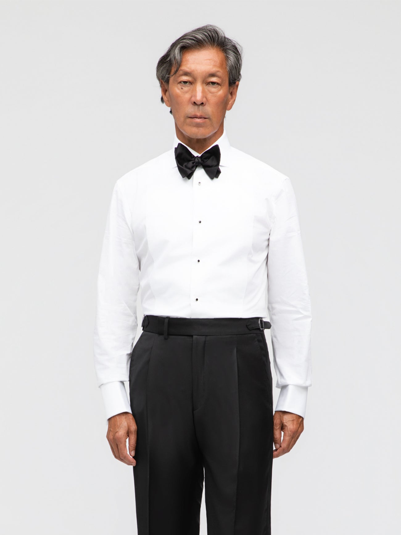 White Piqué Tuxedo Shirt - Grand Le Mar