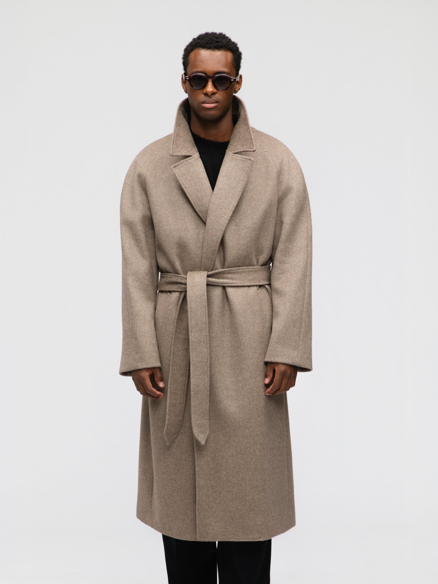 Taupe Yak Raglan Coat (DB) - Grand Le Mar