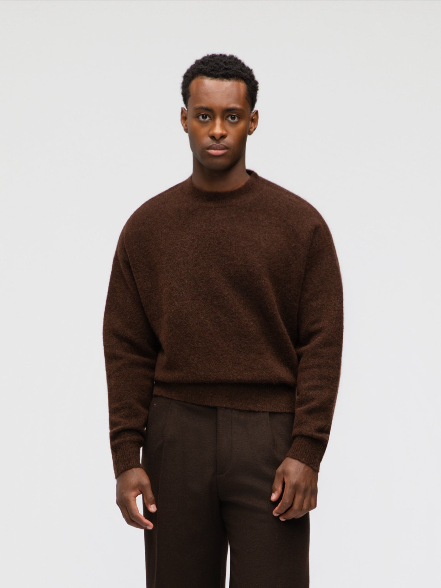 Brown Mohair Crewneck - Grand Le Mar