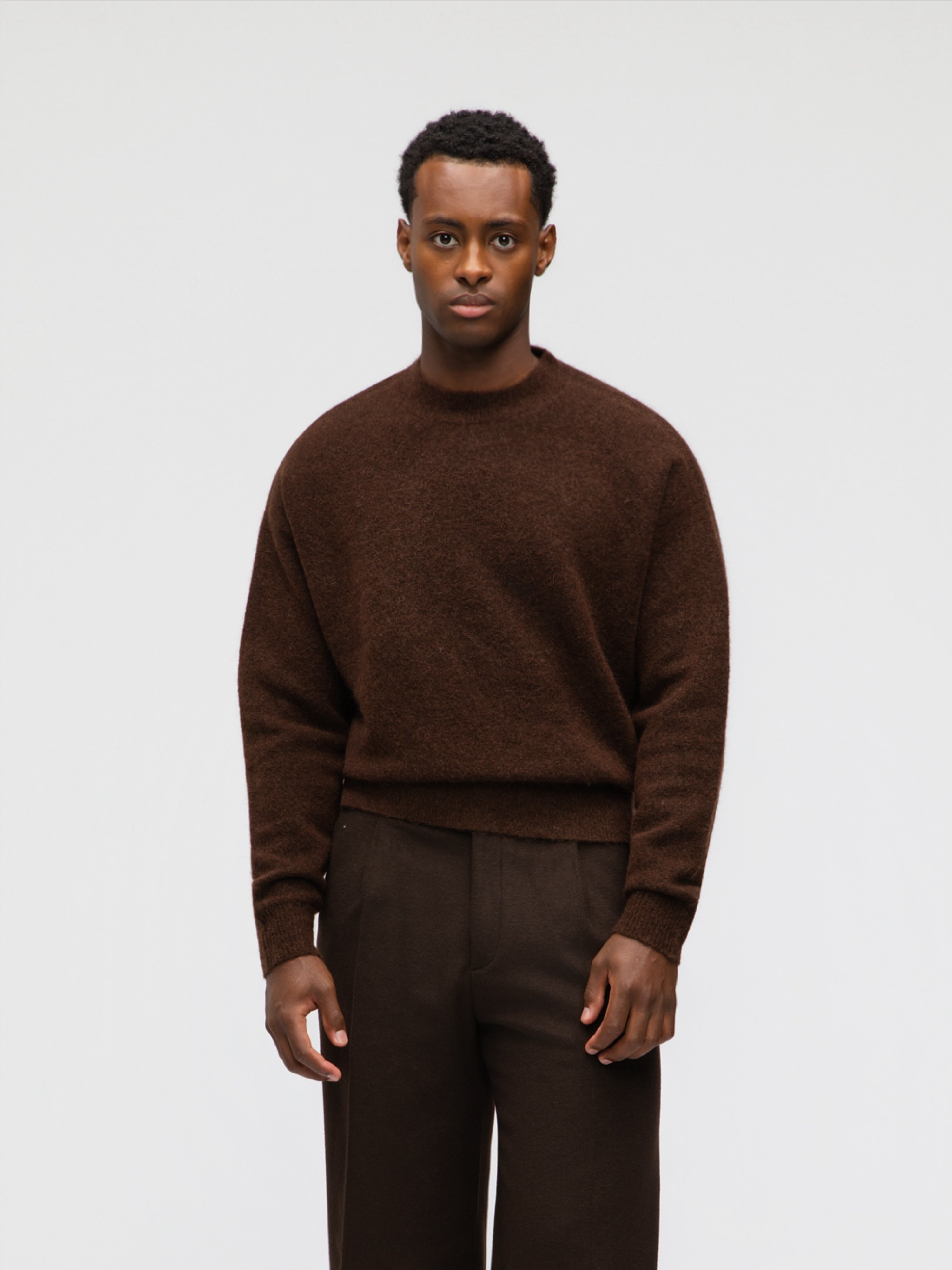 Brown Mohair Crewneck - Grand Le Mar