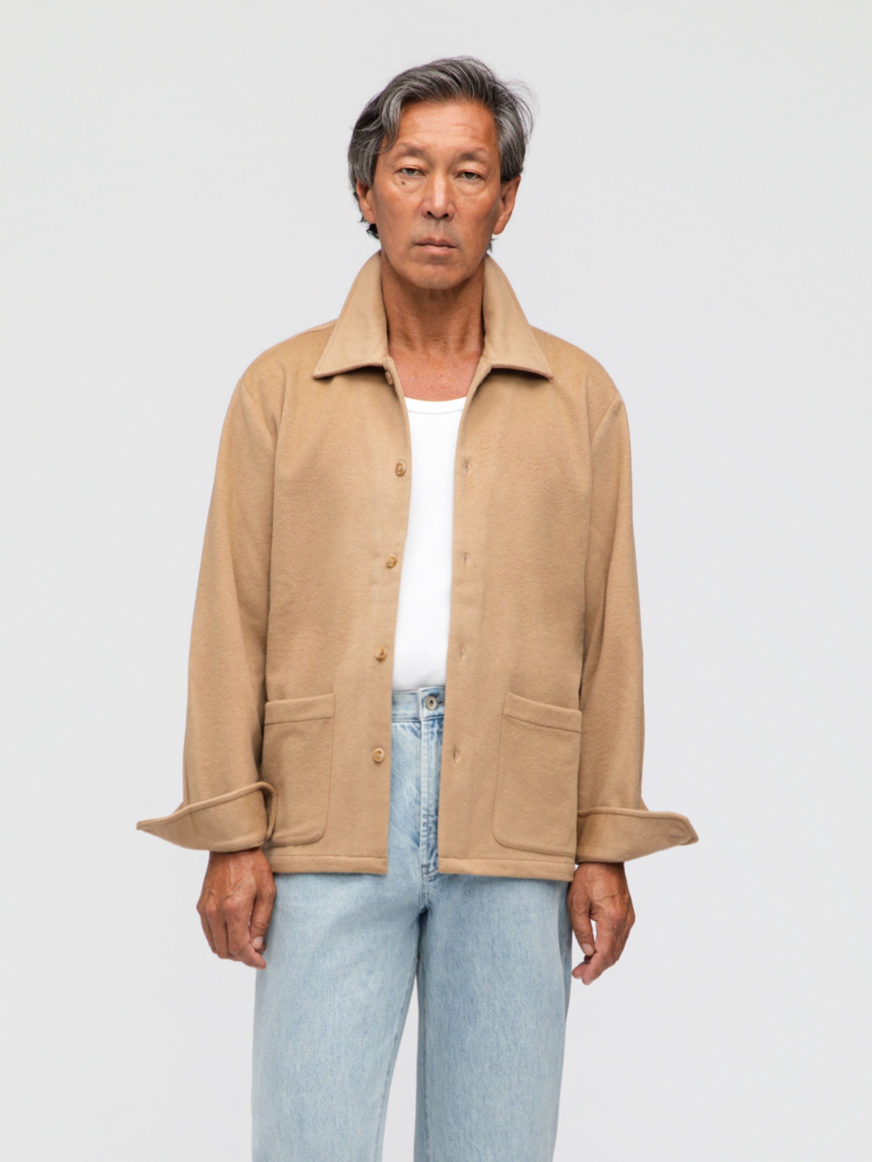 Camel Cashmere Wool Shirt Jacket - Grand Le Mar