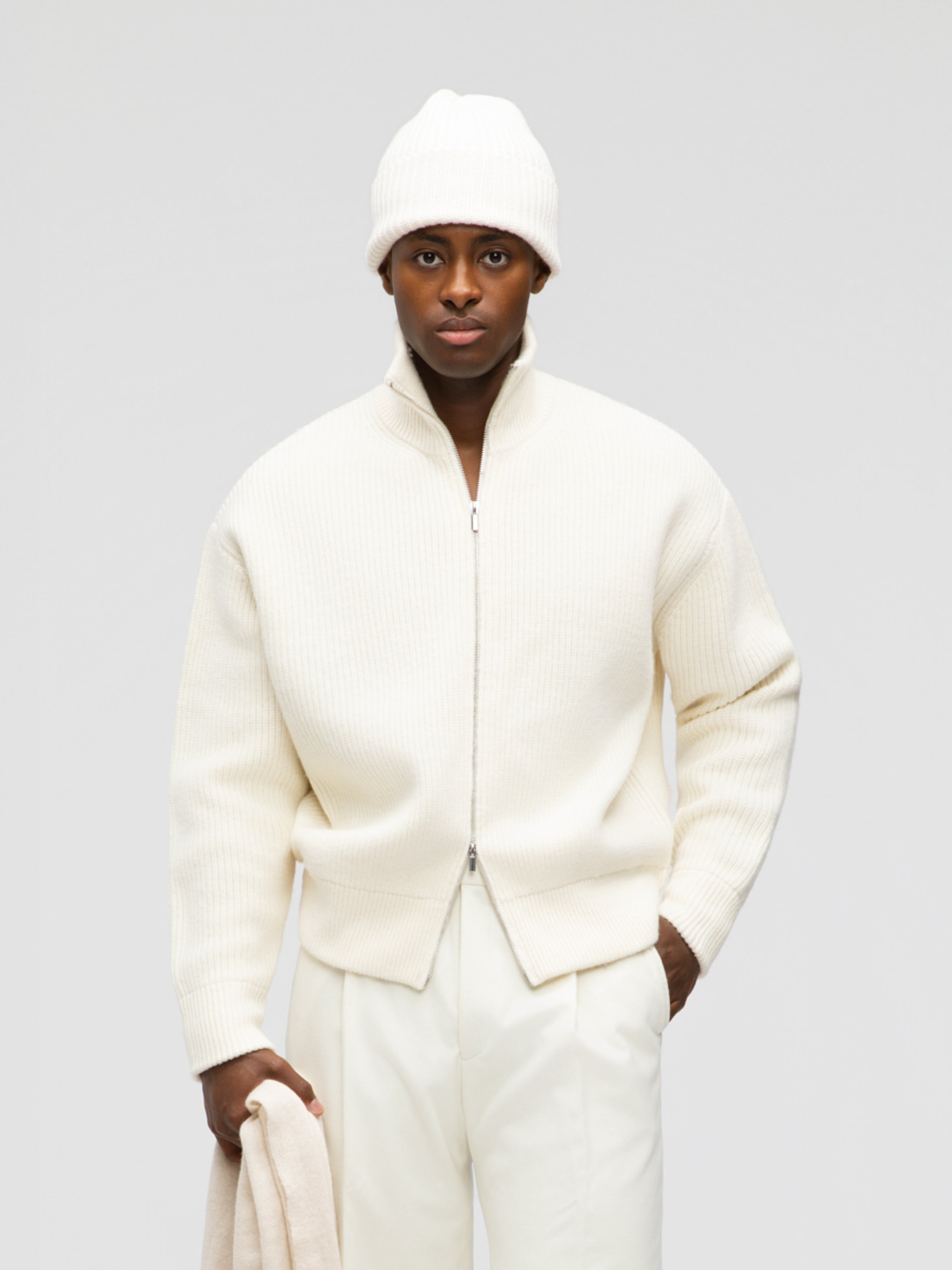 Ivory Wool Full Zip - Grand Le Mar