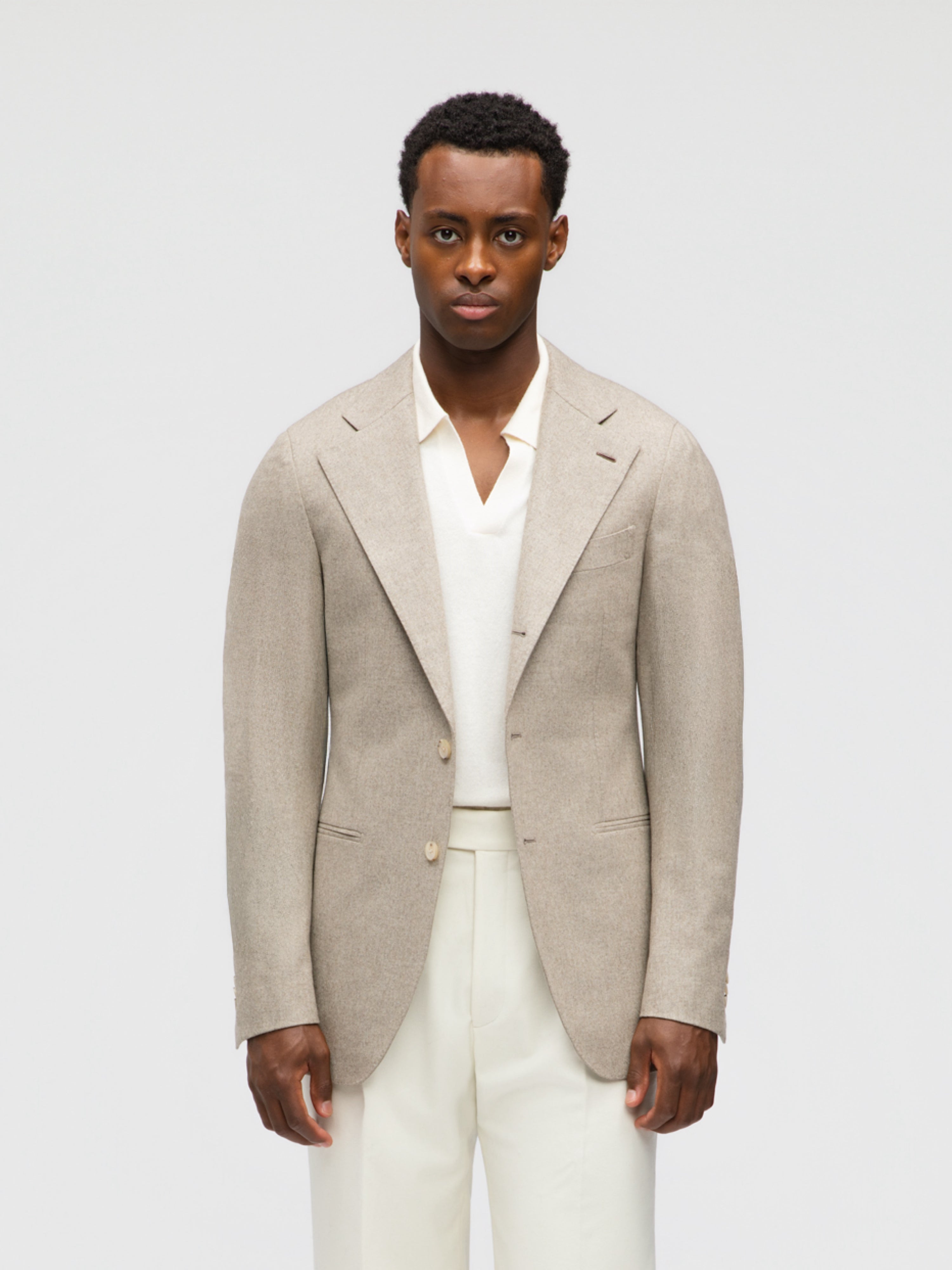 Taupe Flannel Wool Jacket - Grand Le Mar