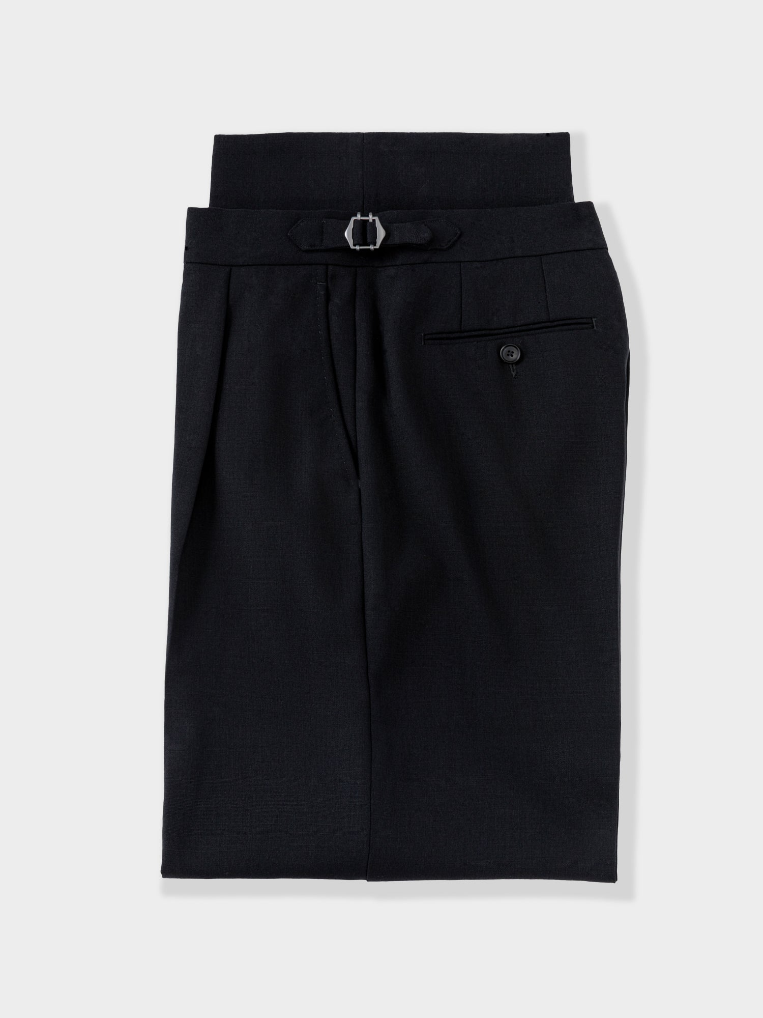 Black Heavyweight High Twist Trousers (Extra Wide Fit)