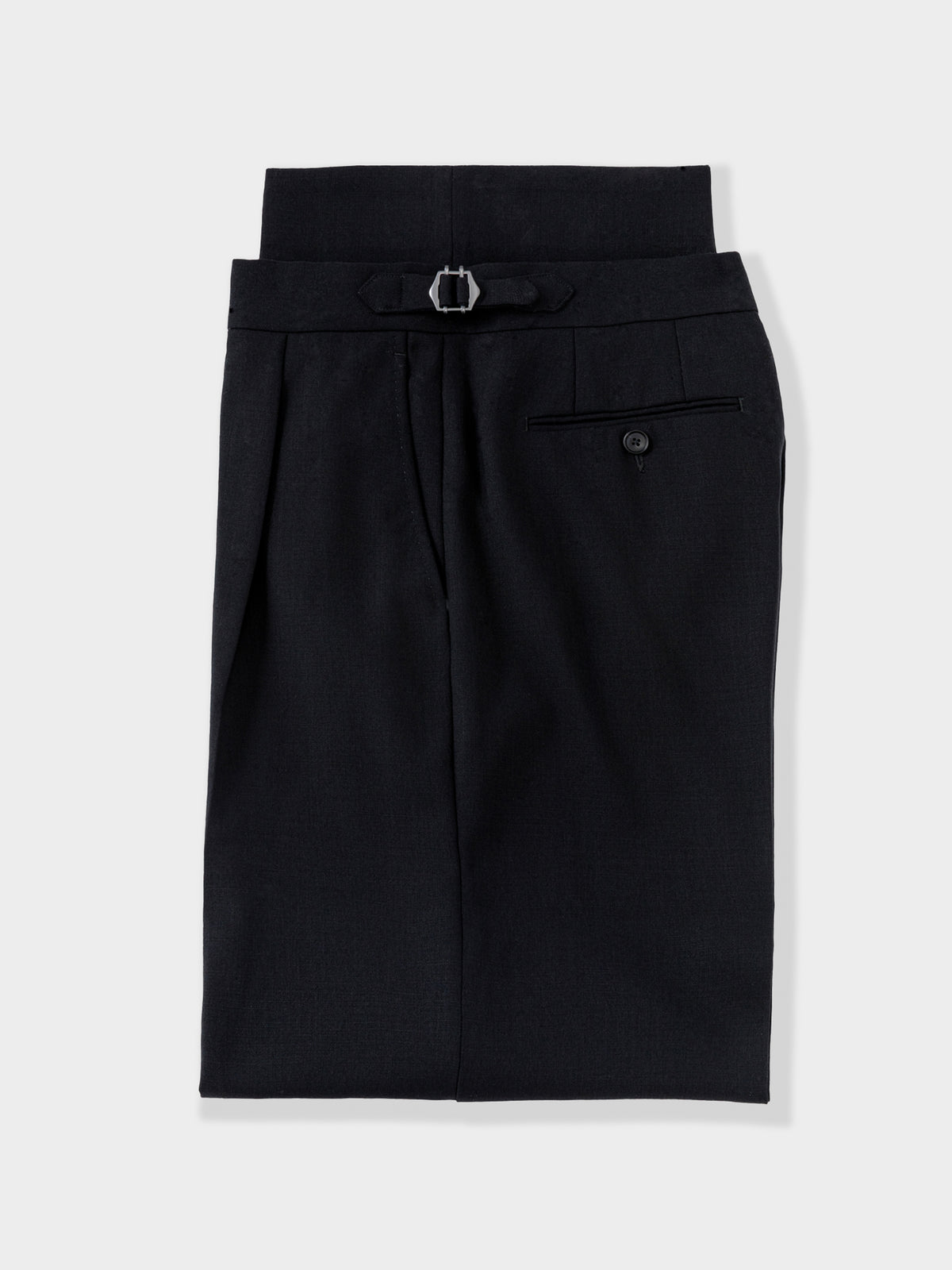 Black Heavyweight High Twist Trousers (Extra Wide Fit)