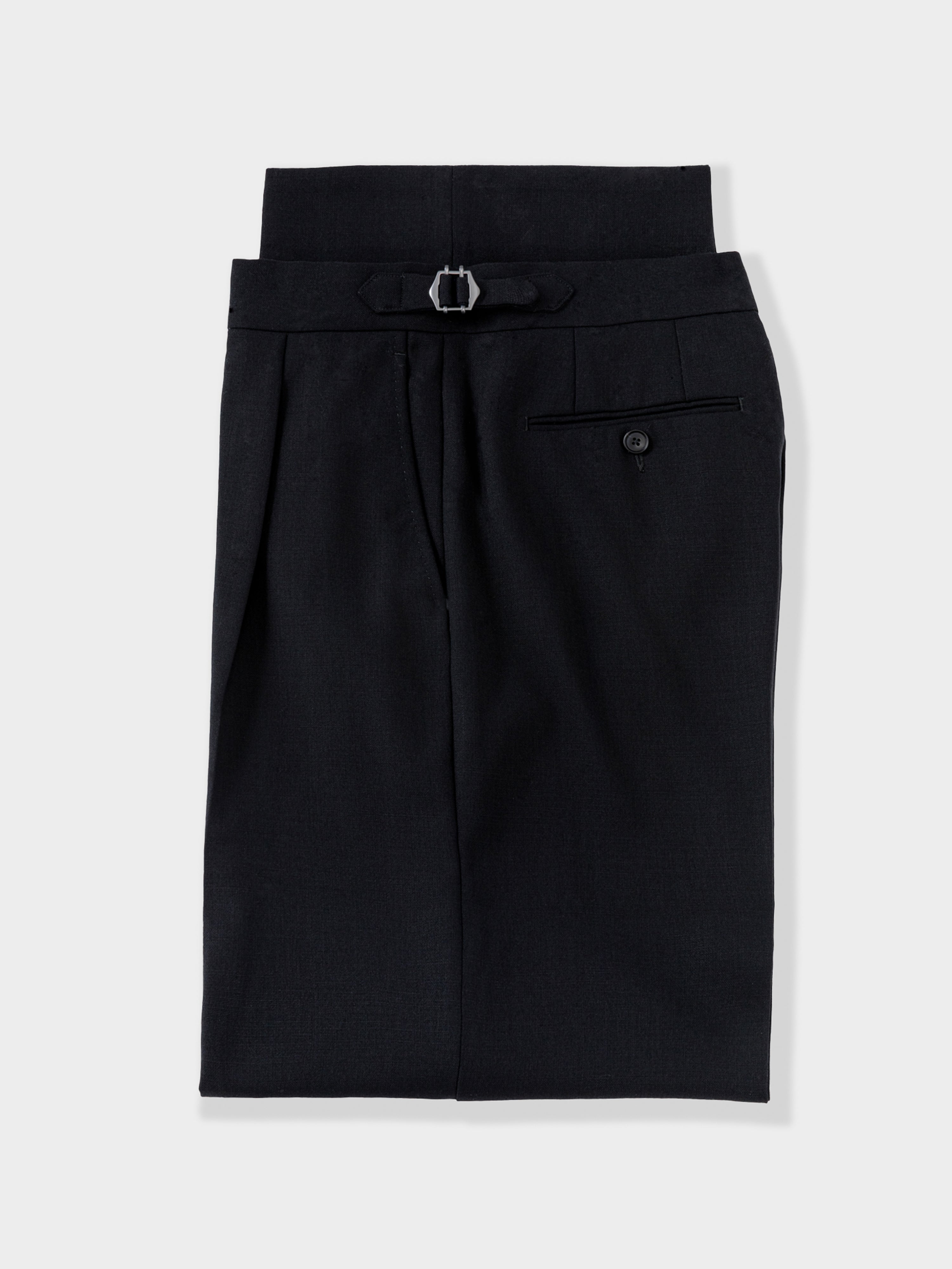 Black Heavyweight High Twist Trousers (Extra Wide Fit)
