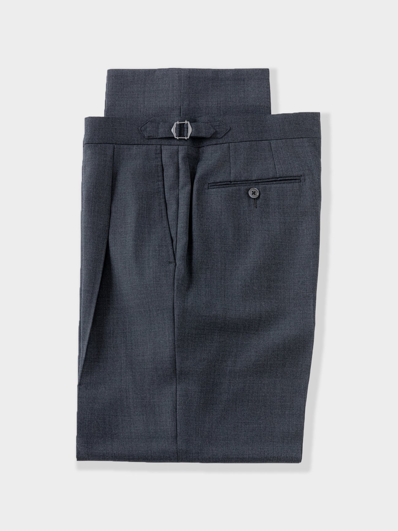 Dark Grey Wool Trousers (Wide Fit)