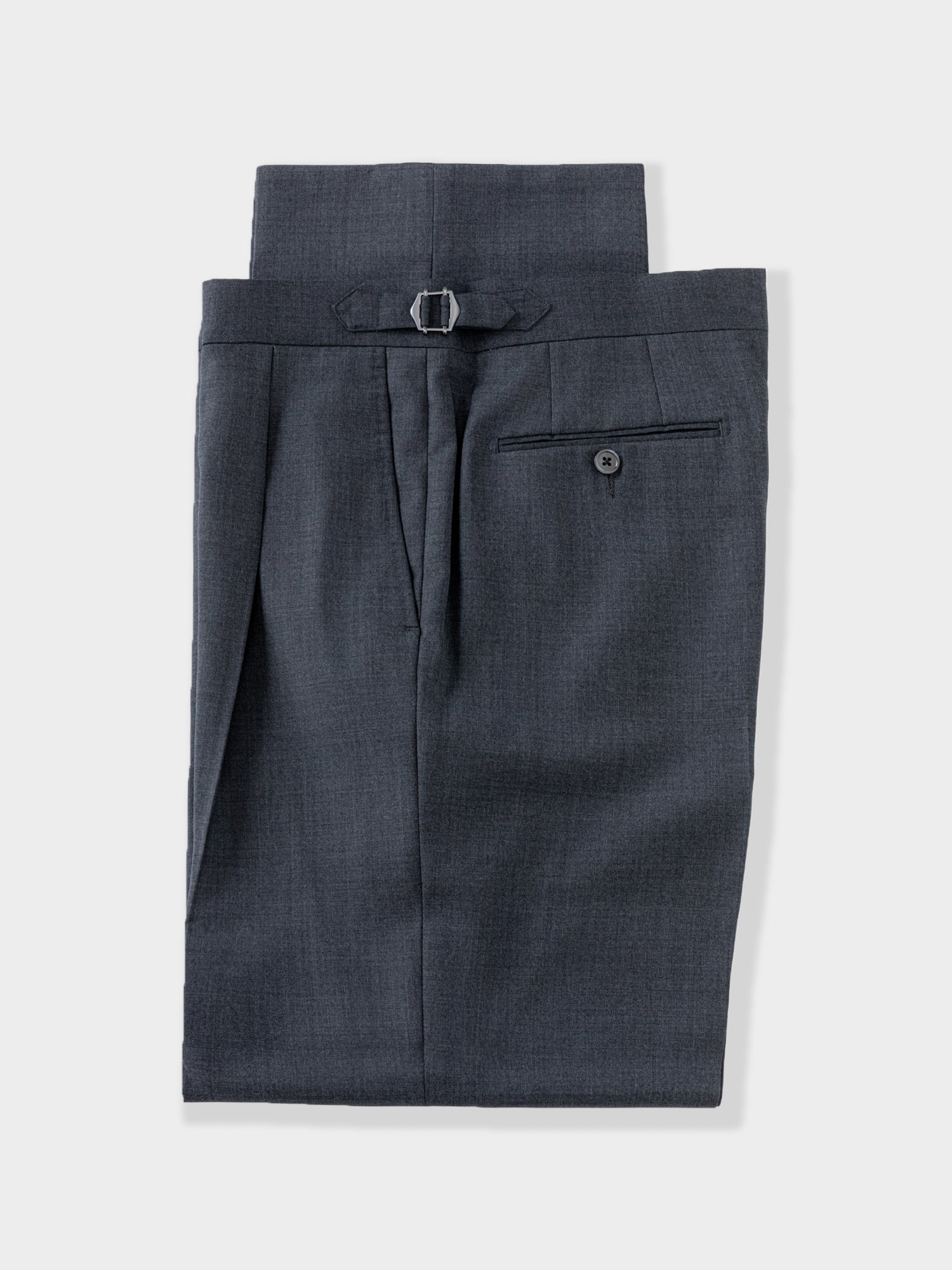 Dark Grey Wool Trousers (Wide Fit)