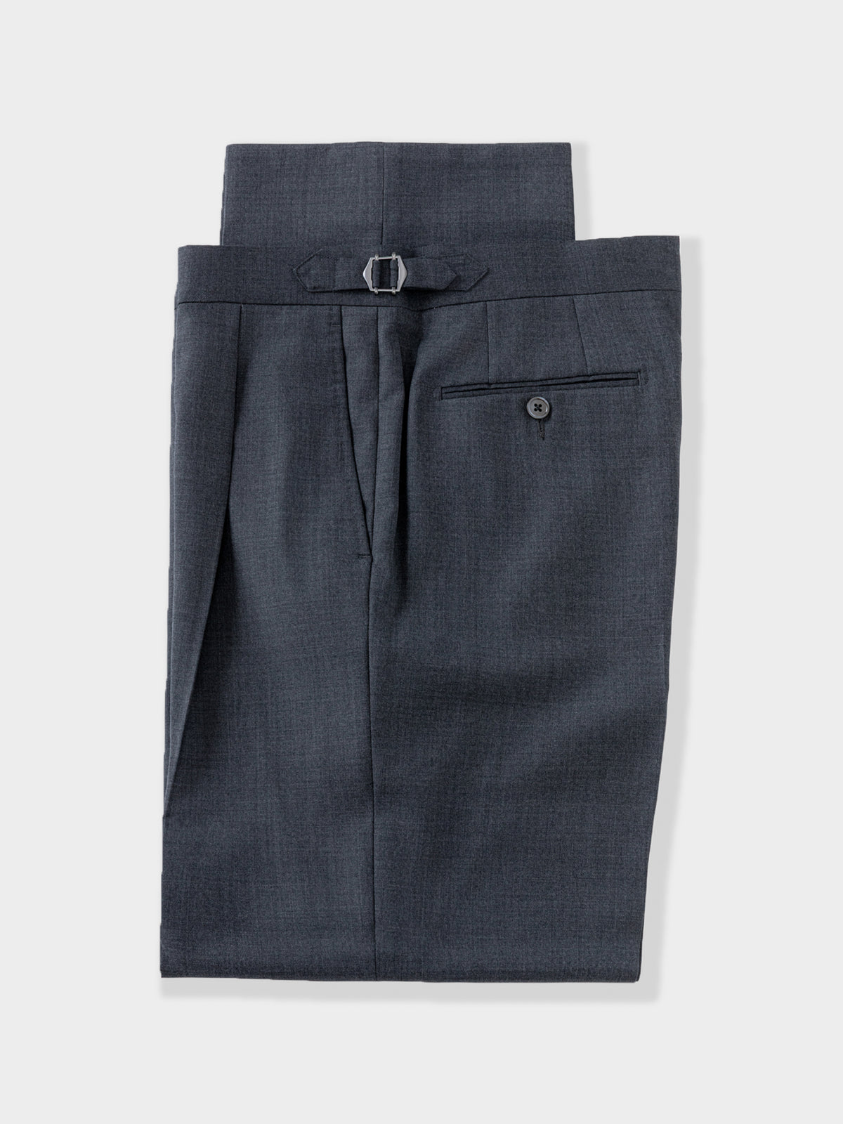 Dark Grey Wool Trousers (Wide Fit)
