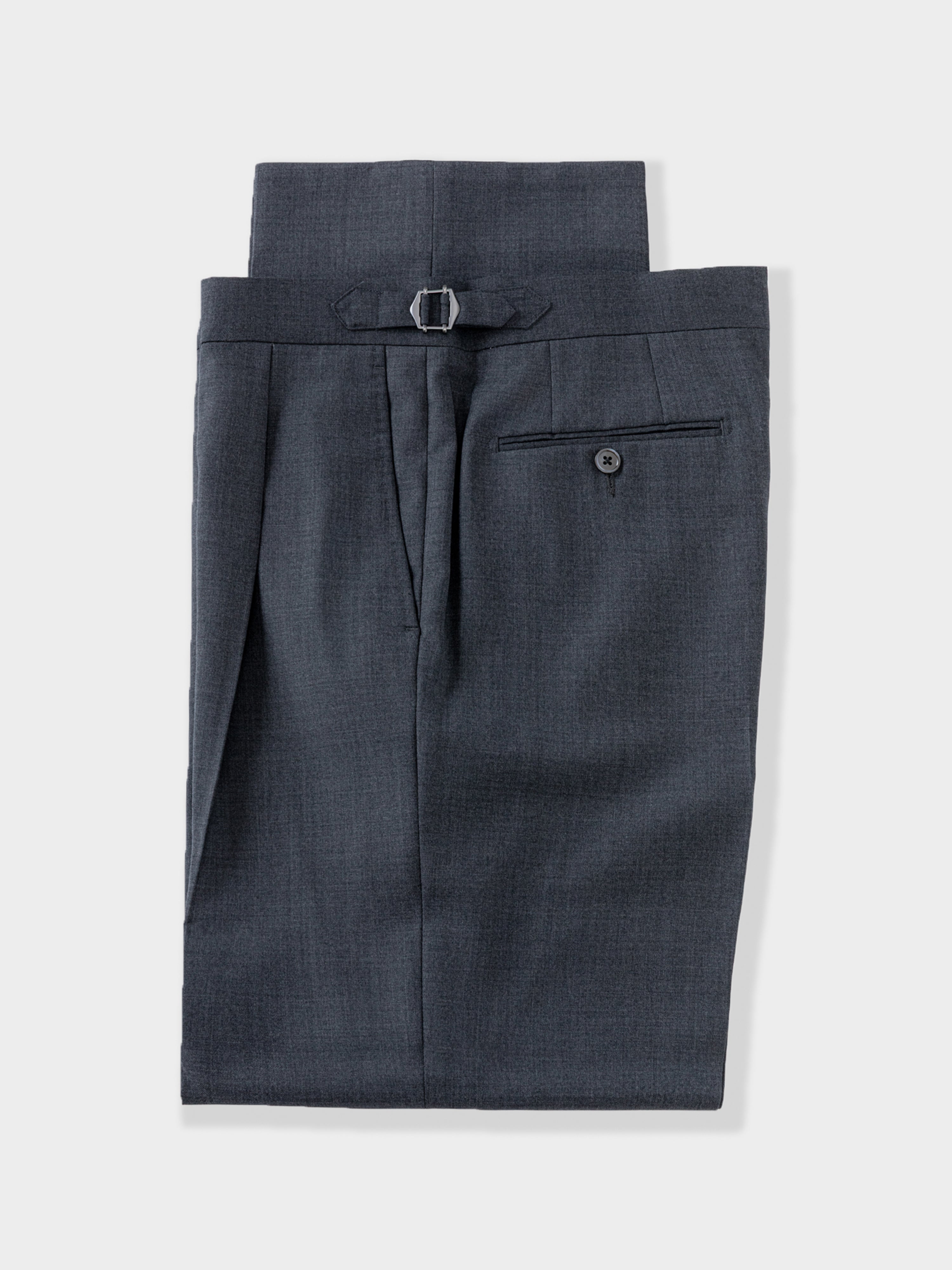 Dark Grey Wool Trousers (Wide Fit)