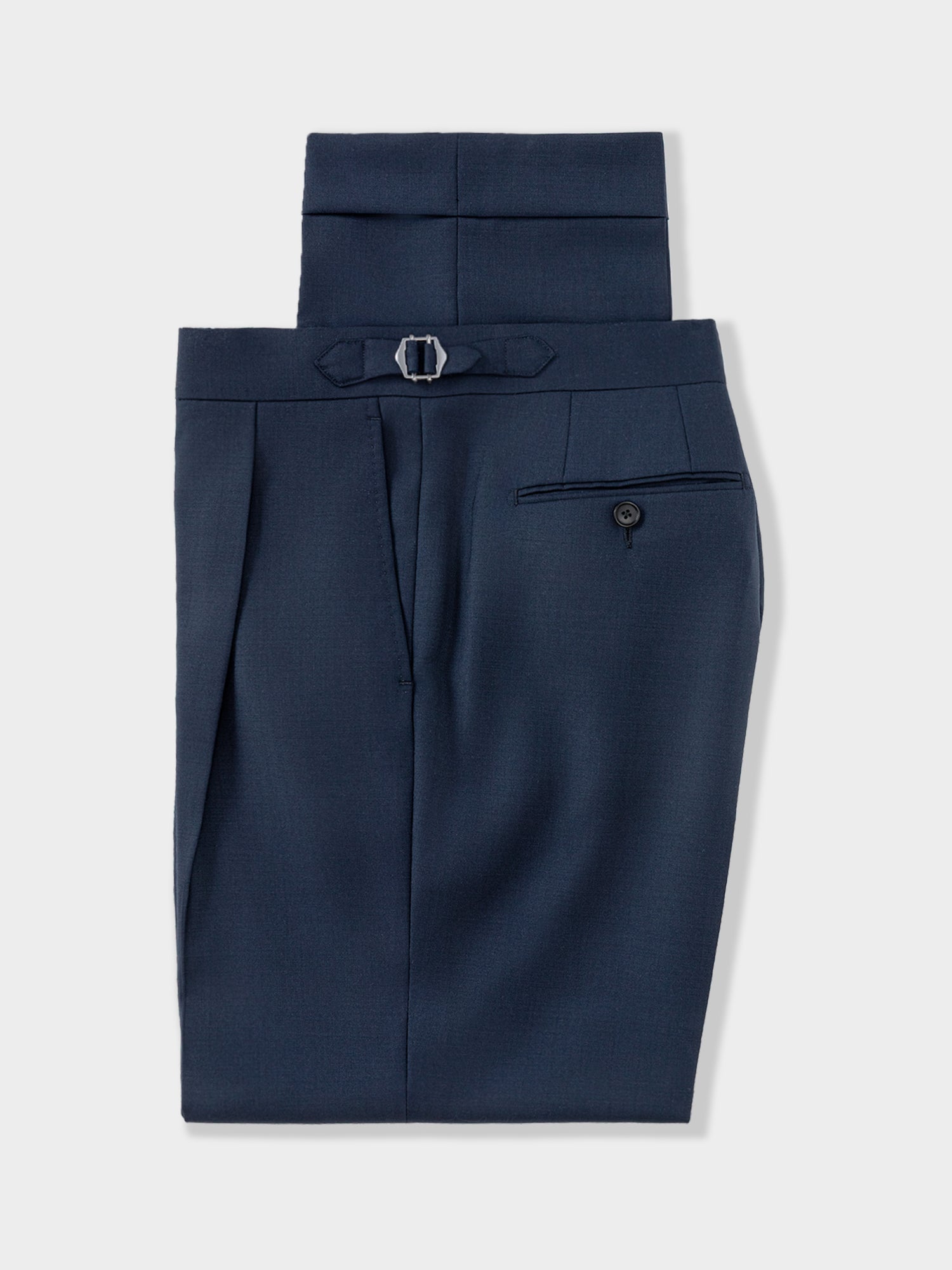 Navy Wool Trousers (Straight Fit) - Grand Le Mar