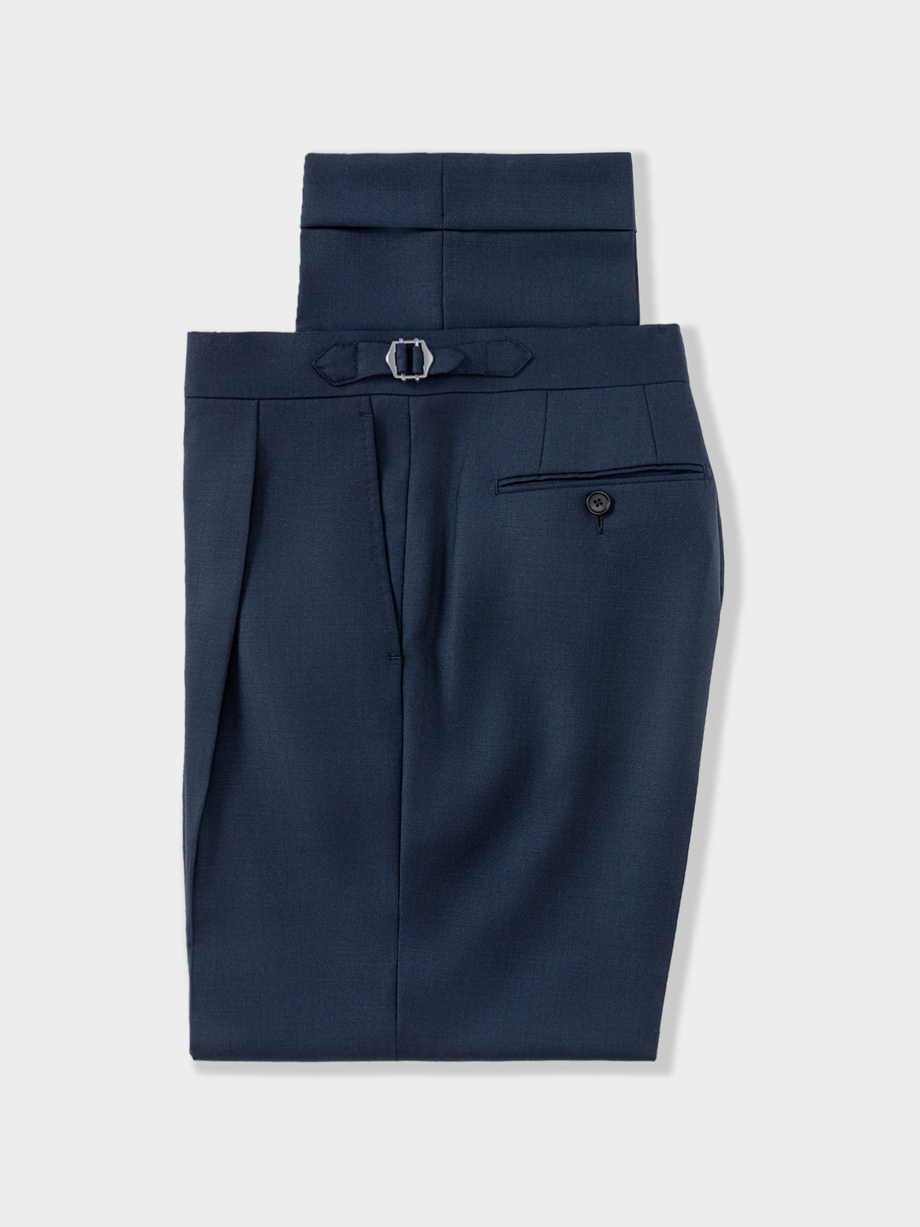 Navy Wool Trousers (Straight Fit)