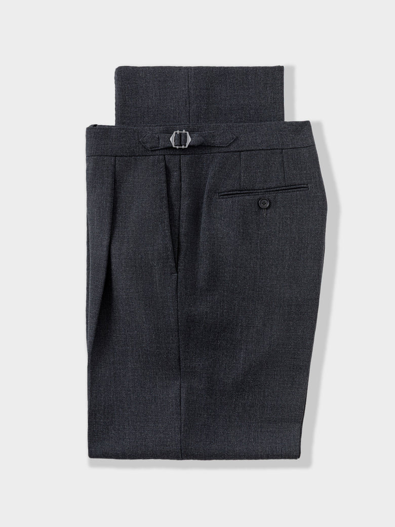 Charcoal Heavyweight High Twist Trousers (Wide Fit) - Grand Le Mar