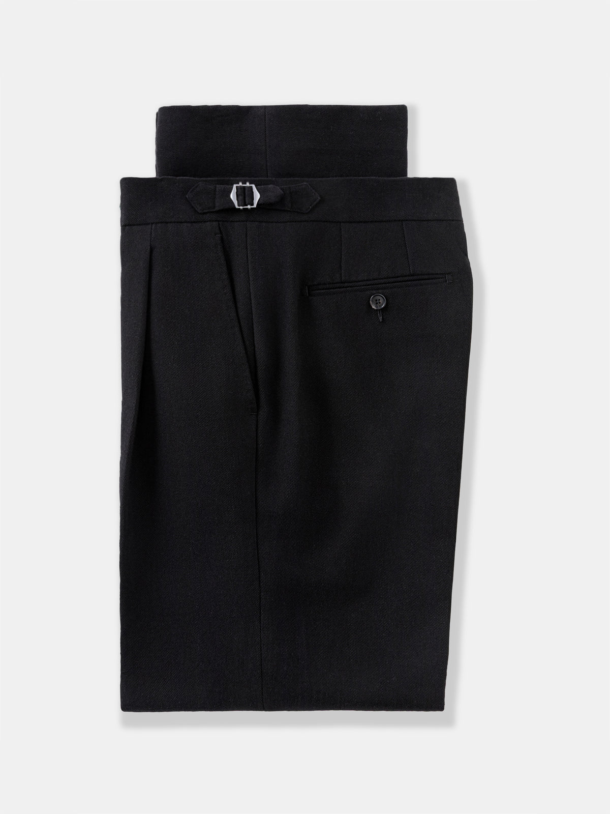 Black Brushed Cotton Trousers (Wide Fit)