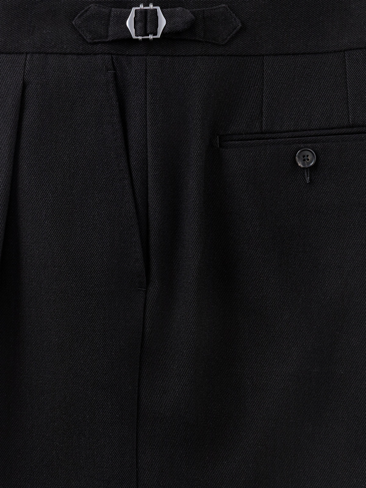 Black Brushed Cotton Trousers (Wide Fit)