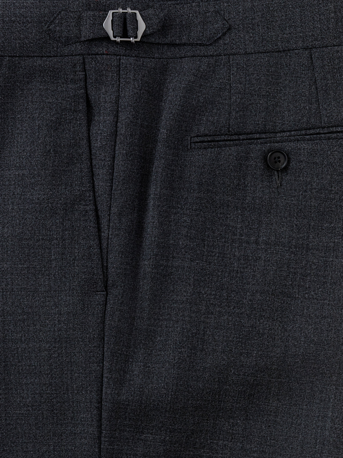 Charcoal High Twist Wool Trousers (Wide Fit)
