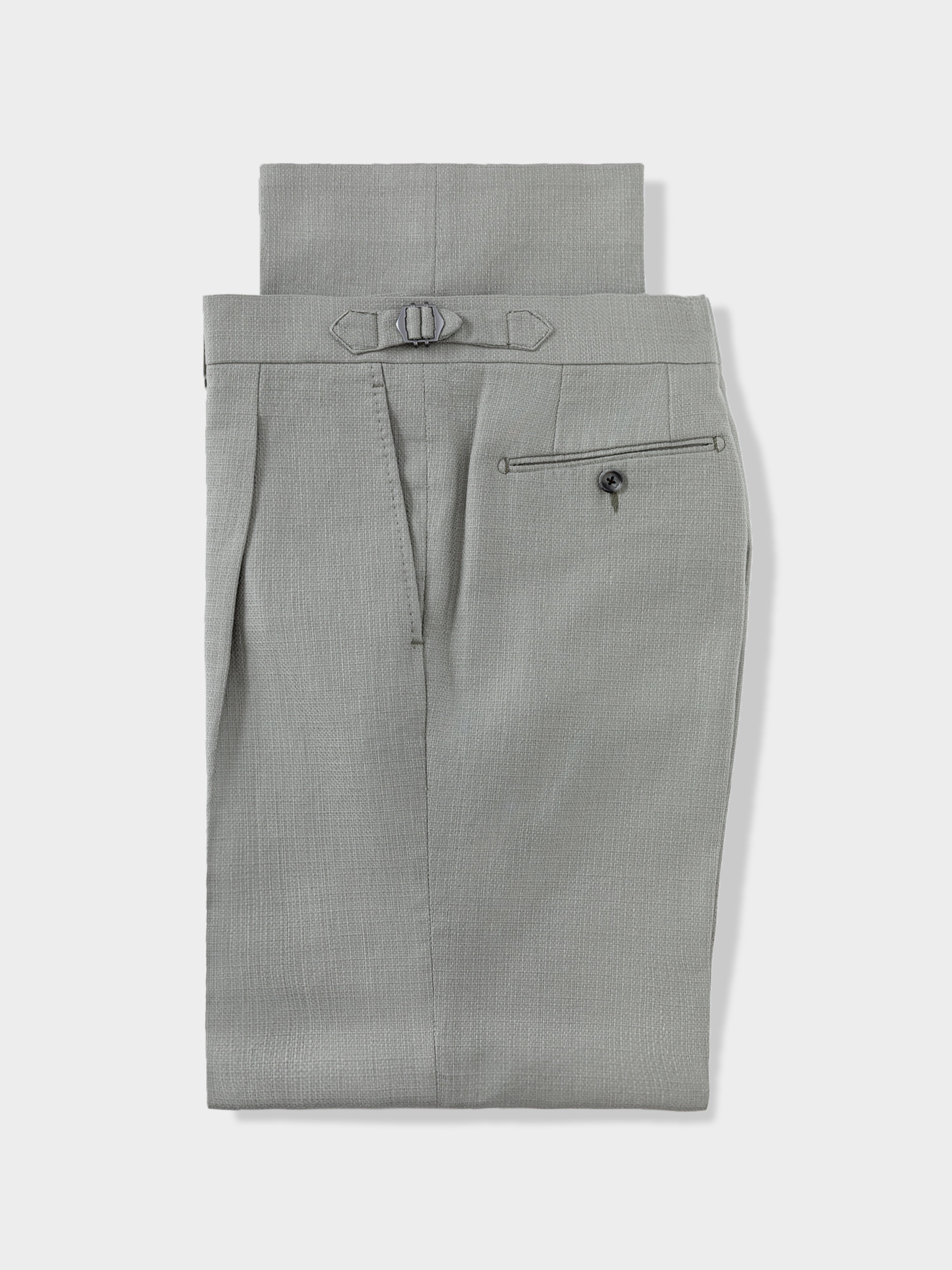 Sage Green Cotton Linen Trousers (Wide Fit)