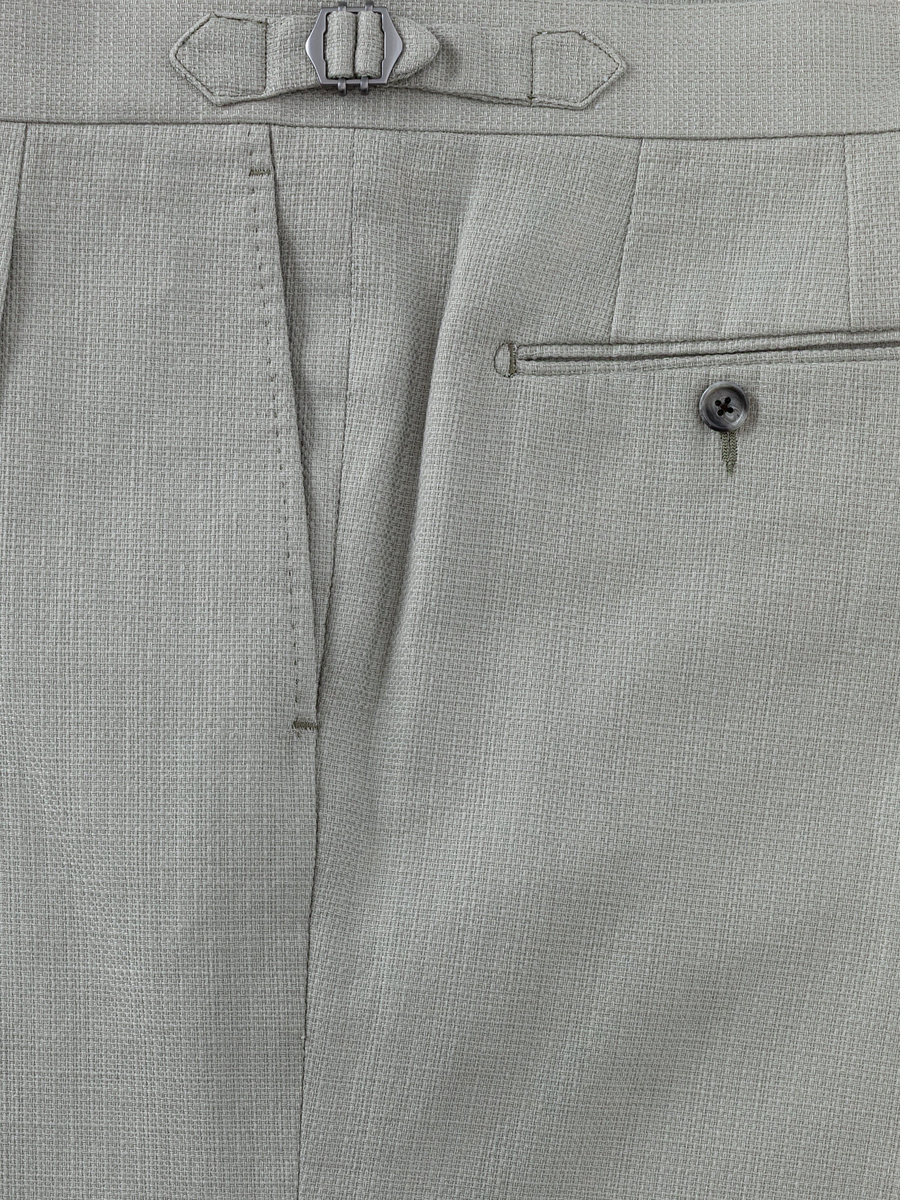 Sage Green Cotton Linen Trousers (Wide Fit)