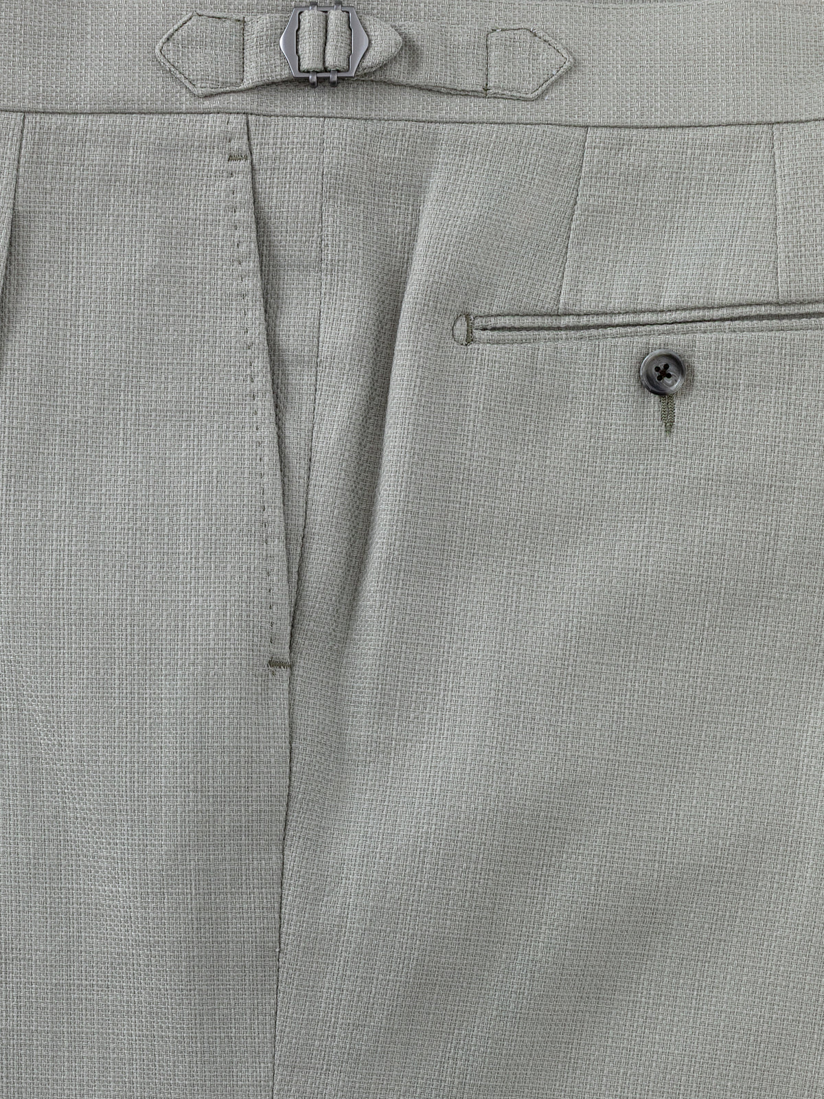 Sage Green Cotton Linen Trousers (Wide Fit)