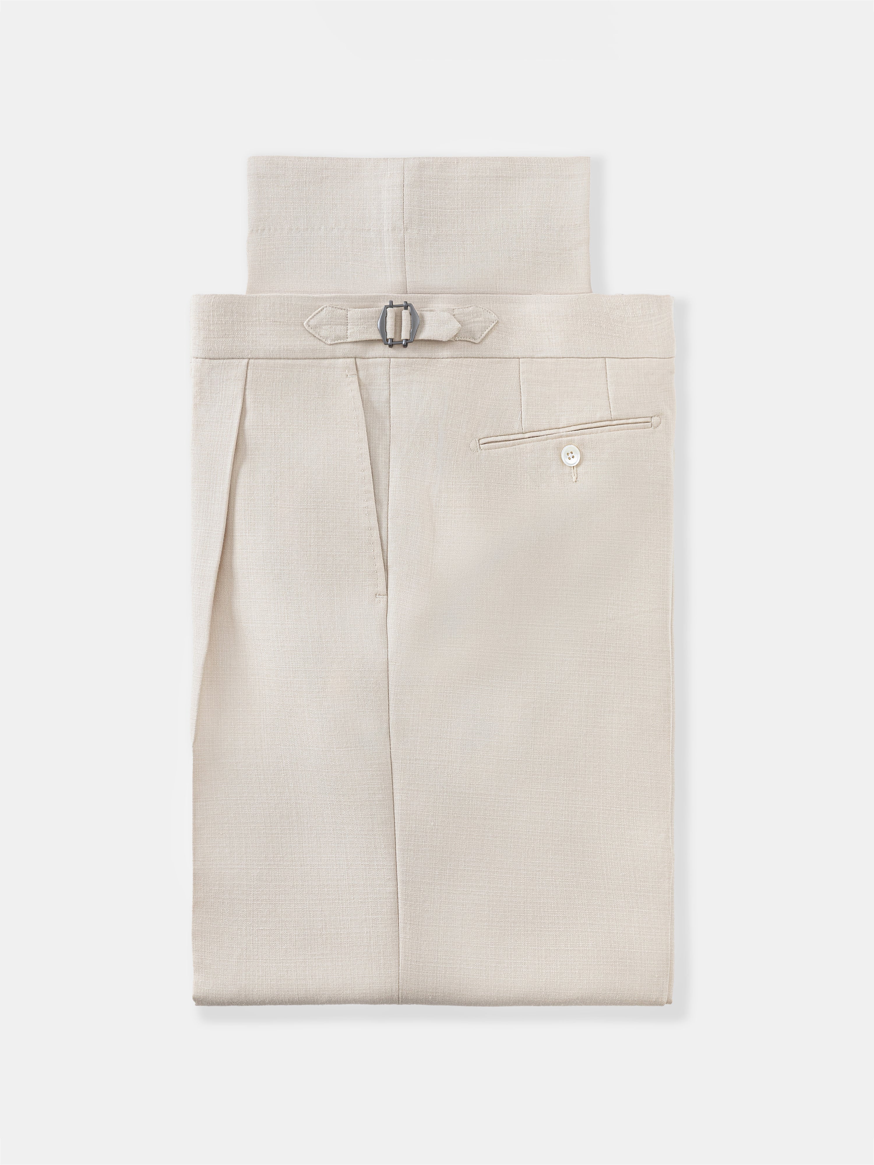 Champagne Wool Silk Trousers (Wide Fit)