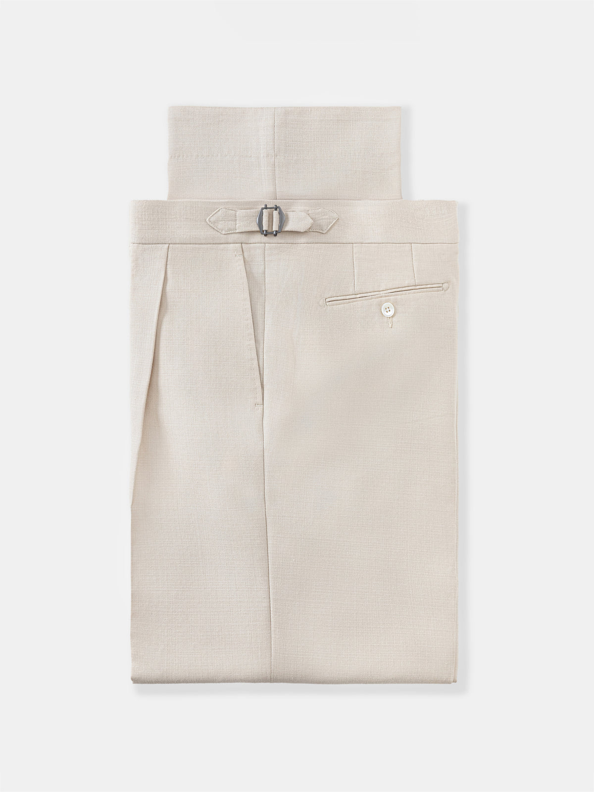 Champagne Wool Silk Trousers (Wide Fit)