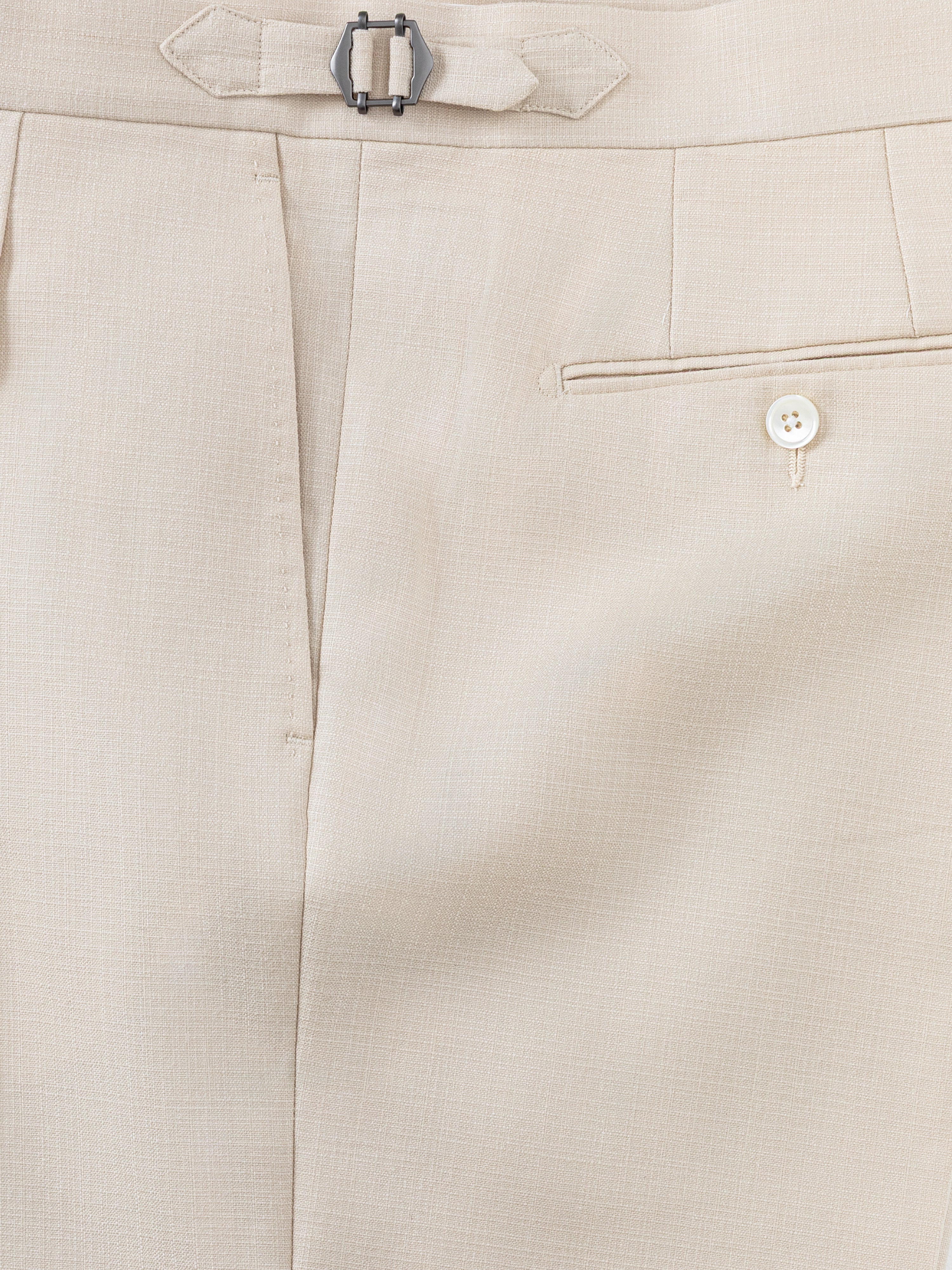 Champagne Wool Silk Trousers (Wide Fit)