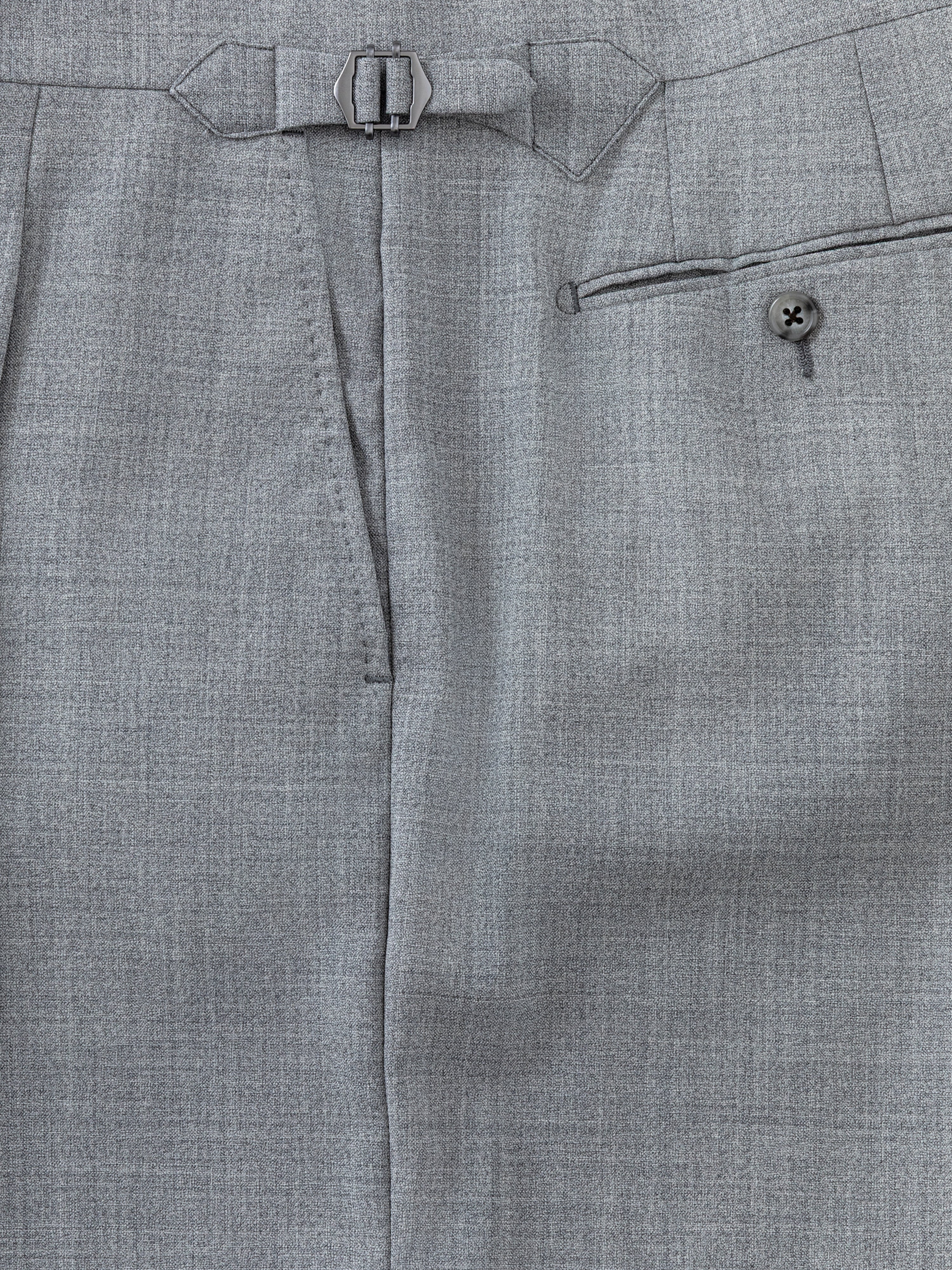 Light Grey High Twist Wool Shorts (Wide Fit)
