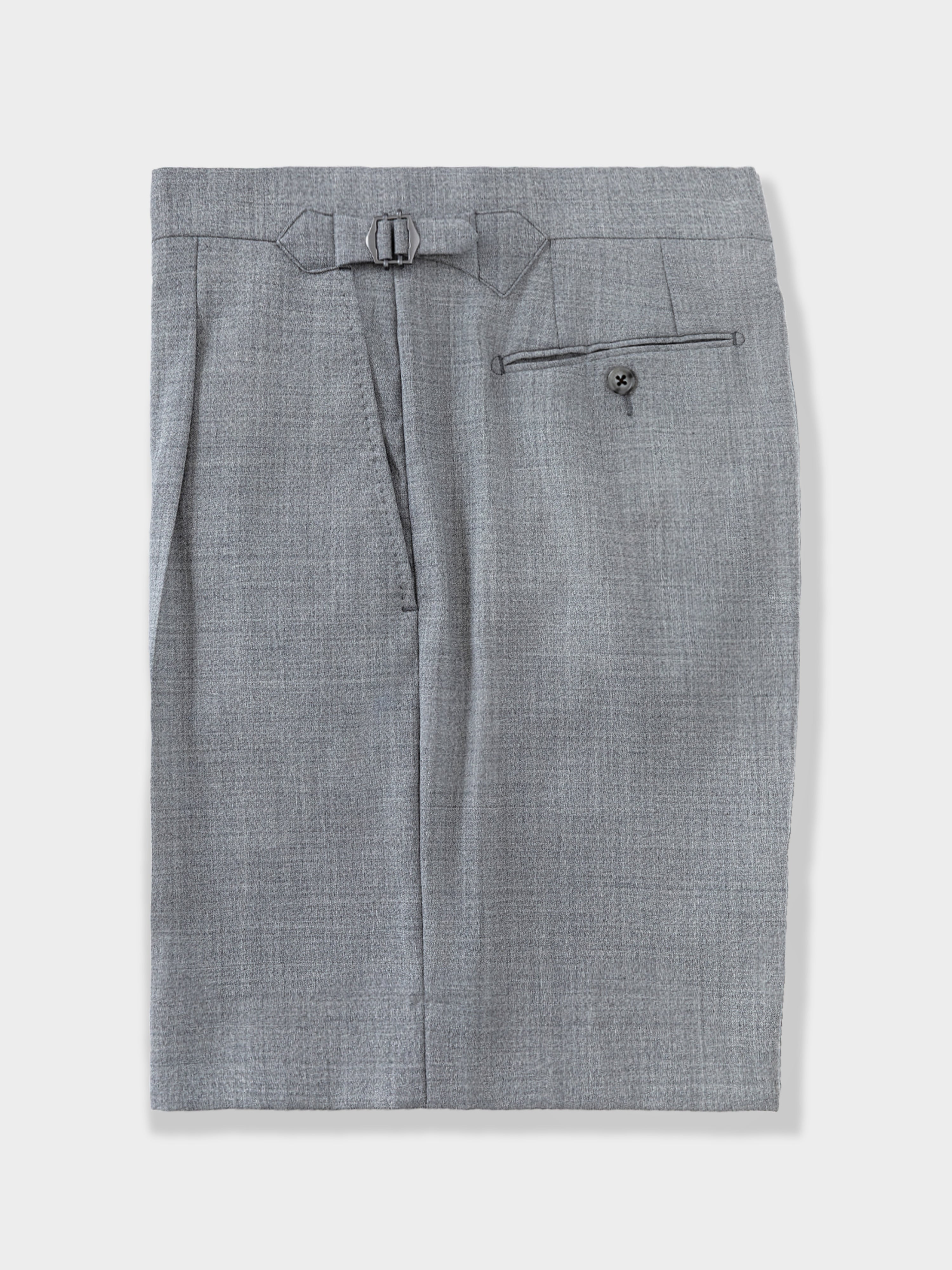 Light Grey High Twist Wool Shorts (Wide Fit)
