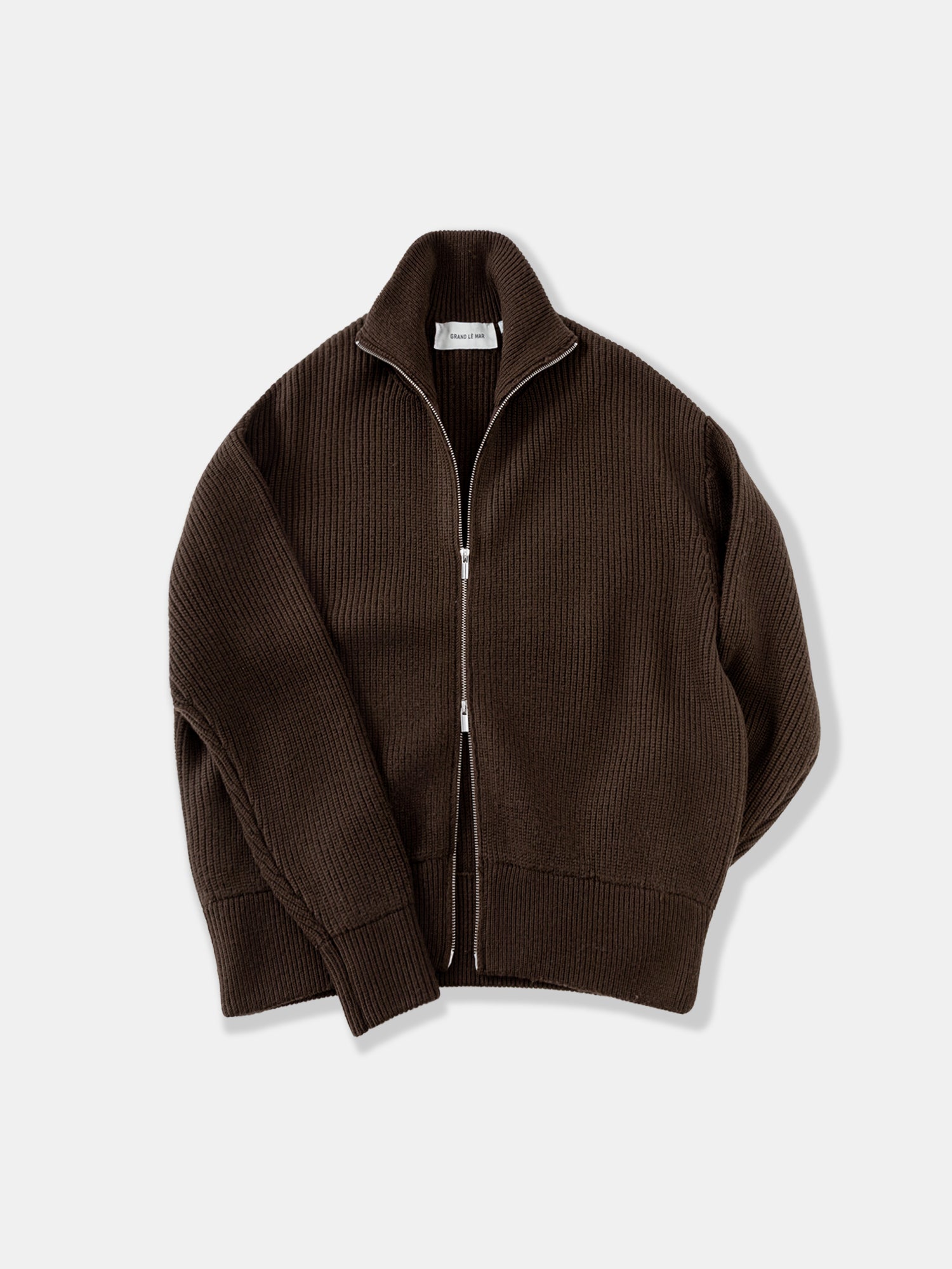 Brown Wool Full Zip - Grand Le Mar