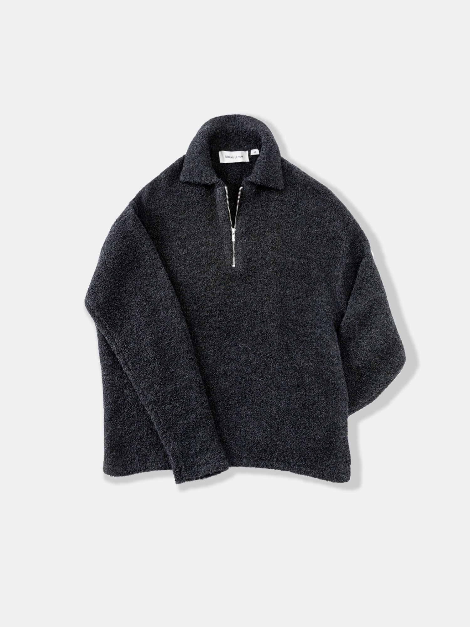 Charcoal Bouclé Half Zip - Grand Le Mar