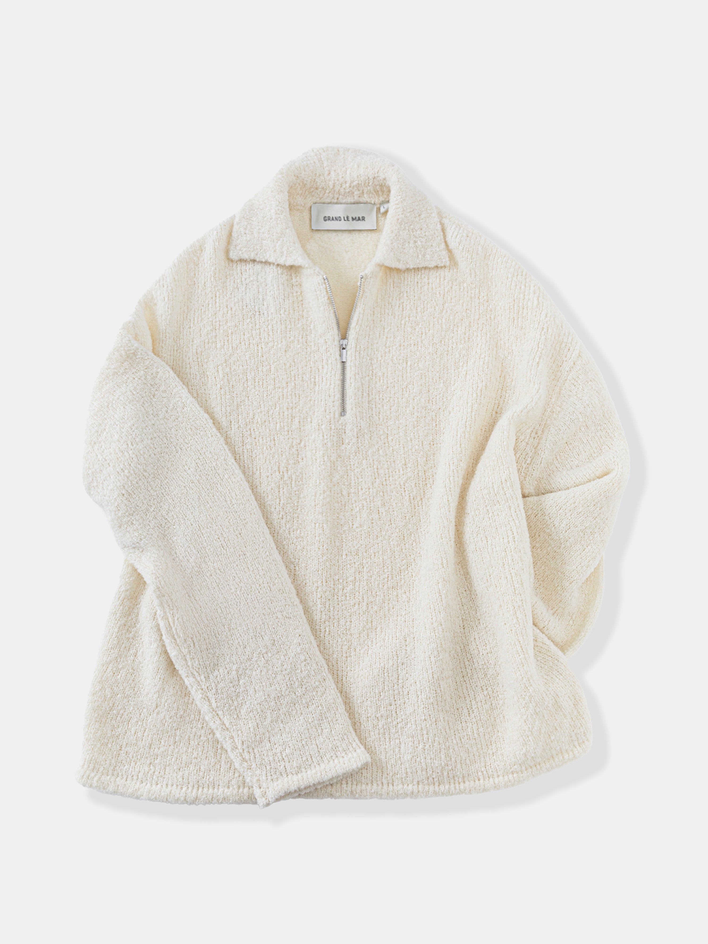 Ivory Bouclé Half Zip