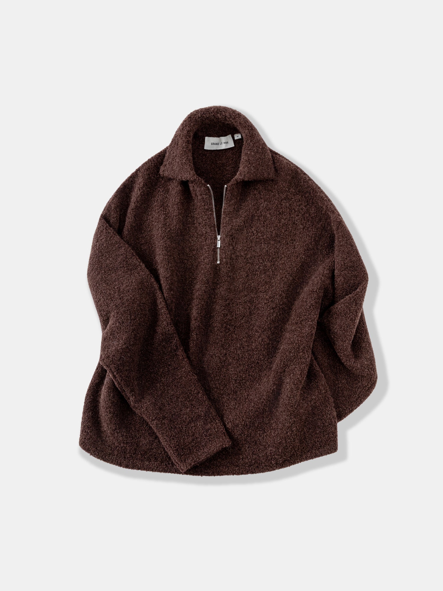 Brown Bouclé Half Zip - Grand Le Mar