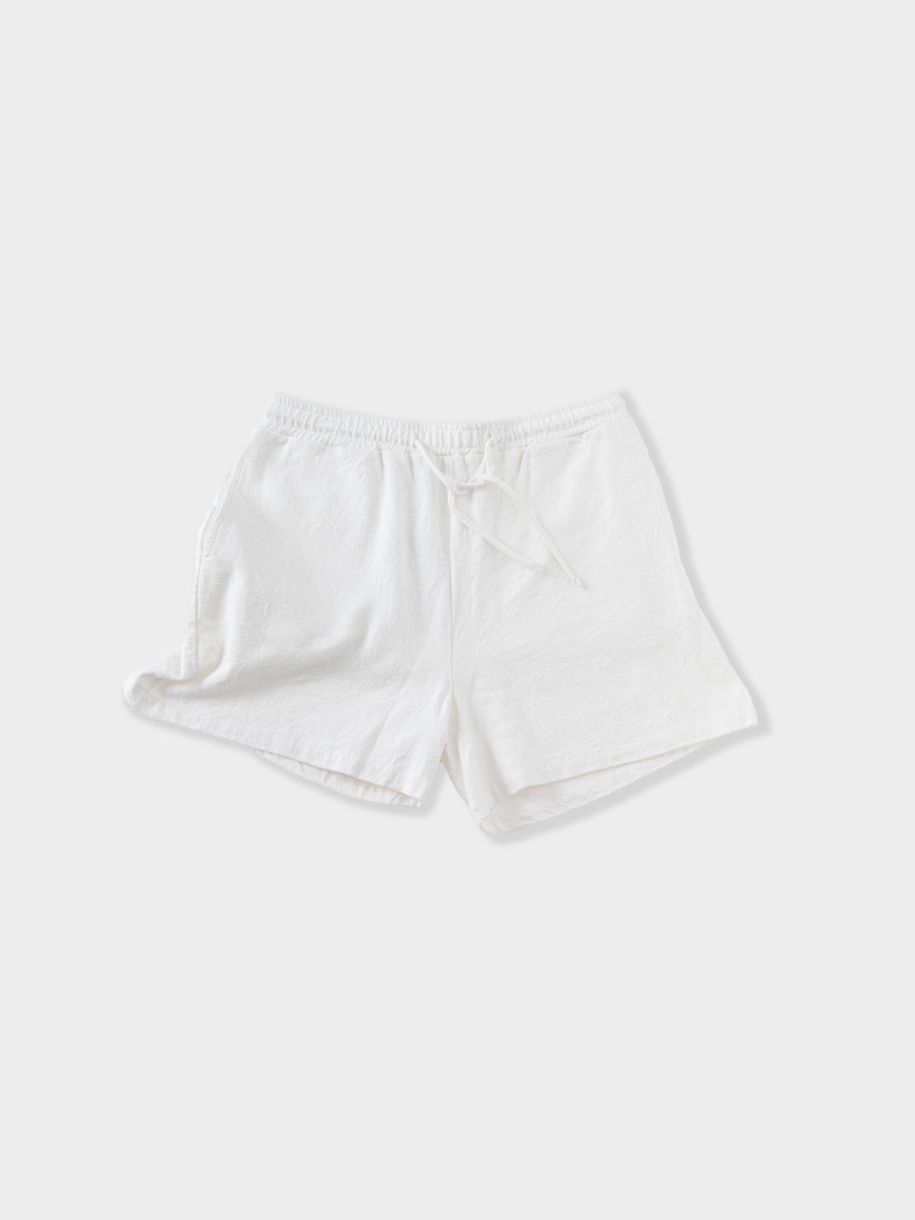 Ivory Stonewashed Linen Sweatshorts